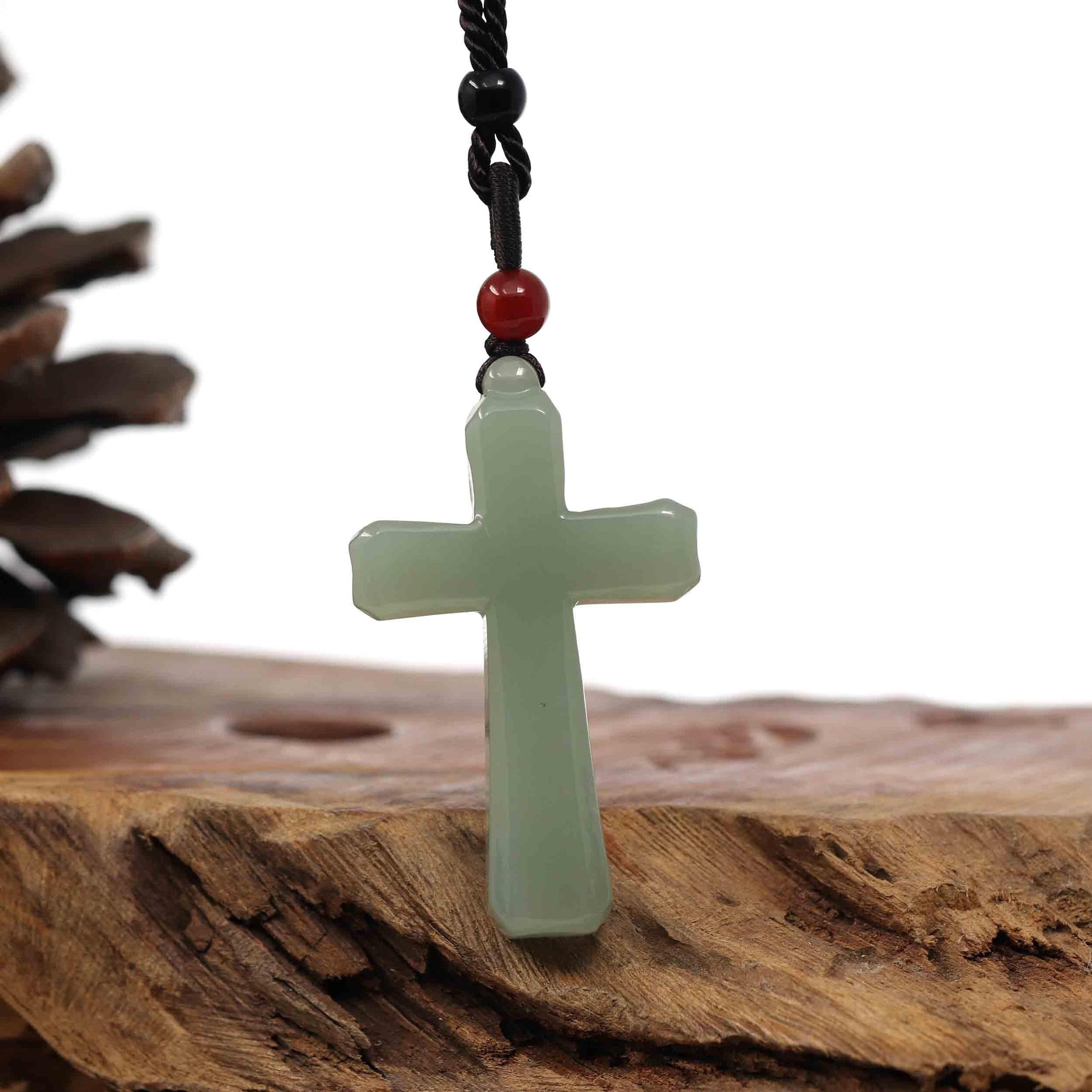 Baikalla Jewelry 24K Pure Yellow Gold Pendant Baikalla Natural White Nephrite Jade Cross Pendant For Men