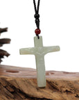 Baikalla Jewelry 24K Pure Yellow Gold Pendant Pendant Only Baikalla Natural White Nephrite Jade Cross Pendant Mens