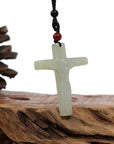 Baikalla Jewelry 24K Pure Yellow Gold Pendant Baikalla Natural White Nephrite Jade Cross Pendant For Men