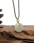 Baikalla Jewelry Jade Pendant Necklace "Ping An Kou" "Love" White Nephrite Jade Lucky KouKou Pendant Necklace