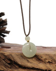 Baikalla Jewelry Jade Pendant Necklace "Ping An Kou" "Love" White Nephrite Jade Lucky KouKou Pendant Necklace