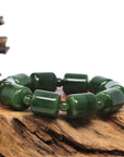 Baikalla Jewelry jade beads bracelet Baikalla High Quality Green Nephrite Jade Tong Tong Beads Men's Bracelet