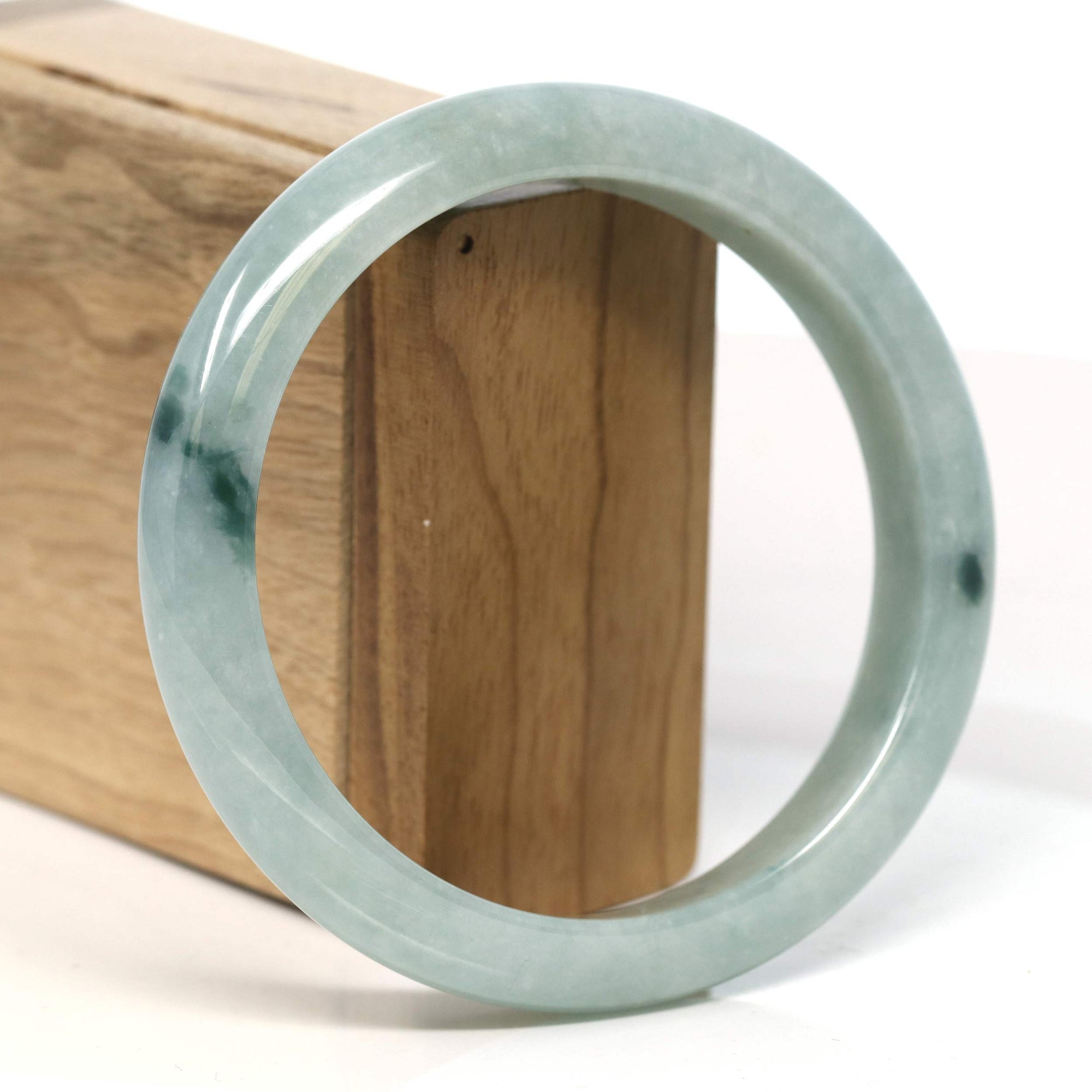 Baikalla Jewelry Jadeite Jade Bangle Bracelet Baikalla "Half Round" Blue-Green Jadeite Jade Bangle Bracelet (63.42 mm) #T391