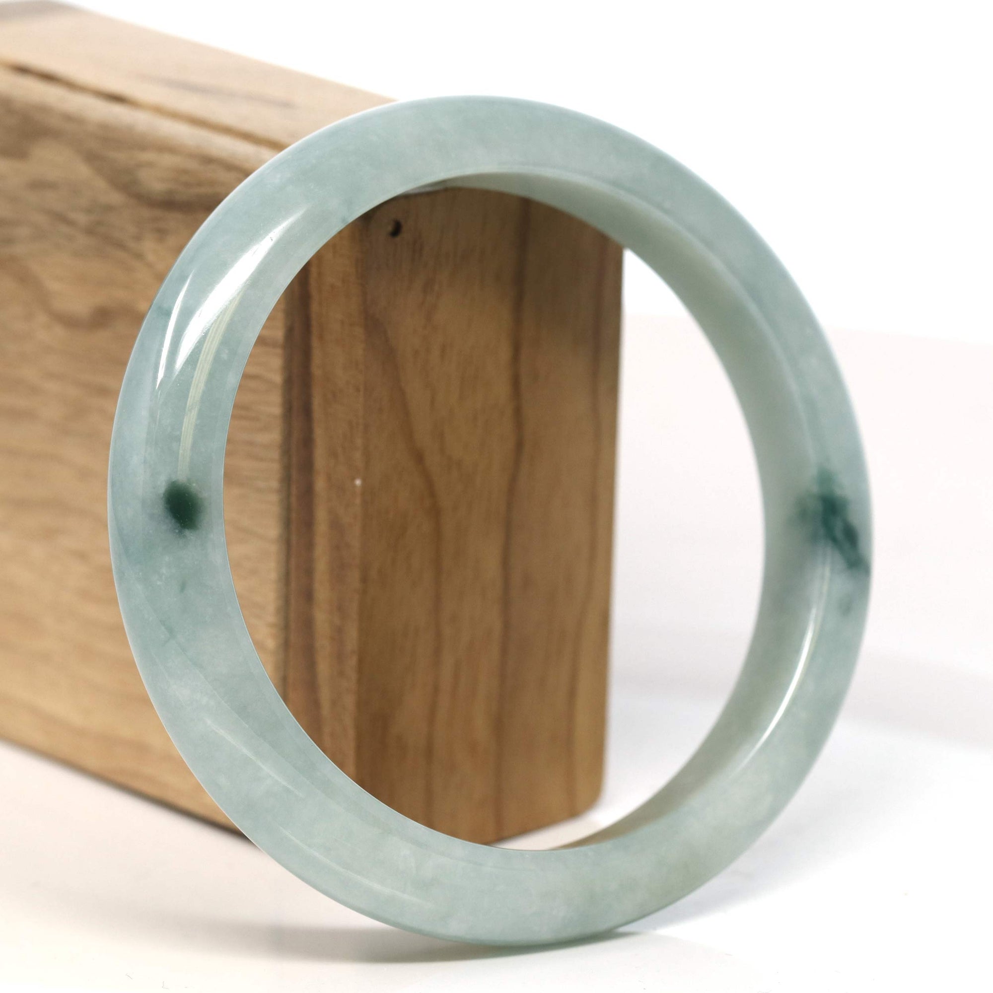 Baikalla Jewelry Jadeite Jade Bangle Bracelet Baikalla "Half Round" Blue-Green Jadeite Jade Bangle Bracelet (63.42 mm) #T391