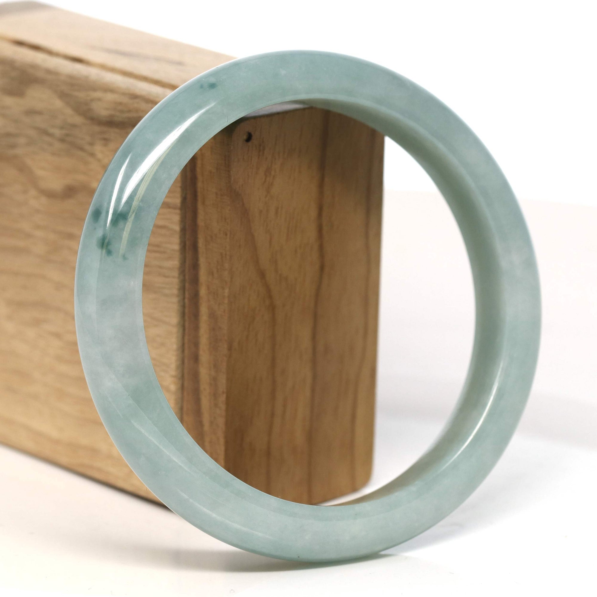 Baikalla Jewelry Jadeite Jade Bangle Bracelet Baikalla "Half Round" Blue-Green Jadeite Jade Bangle Bracelet (63.47 mm) #T401