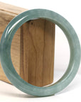 Baikalla Jewelry Jadeite Jade Bangle Bracelet Baikalla "Half Round" Blue-Green Jadeite Jade Bangle Bracelet (63.54 mm) 