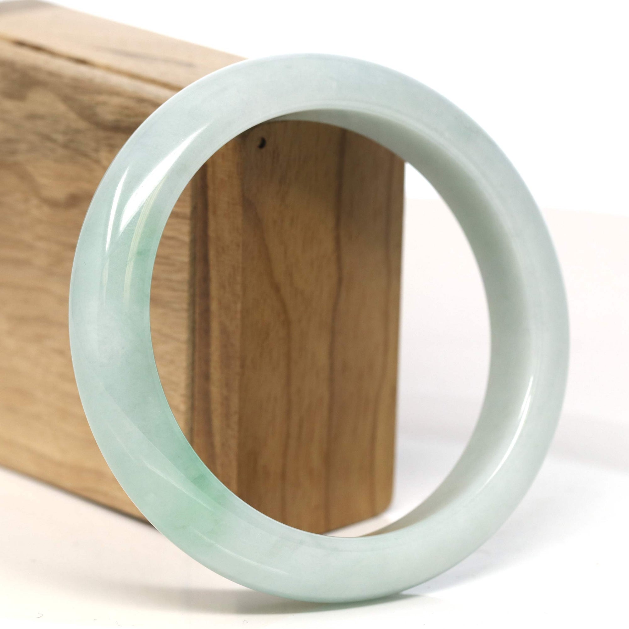 Baikalla Jewelry Jadeite Jade Bangle Bracelet Baikalla "Half Round" Light Green Lavender Jadeite Jade Bangle Bracelet (57.17 mm) #T416