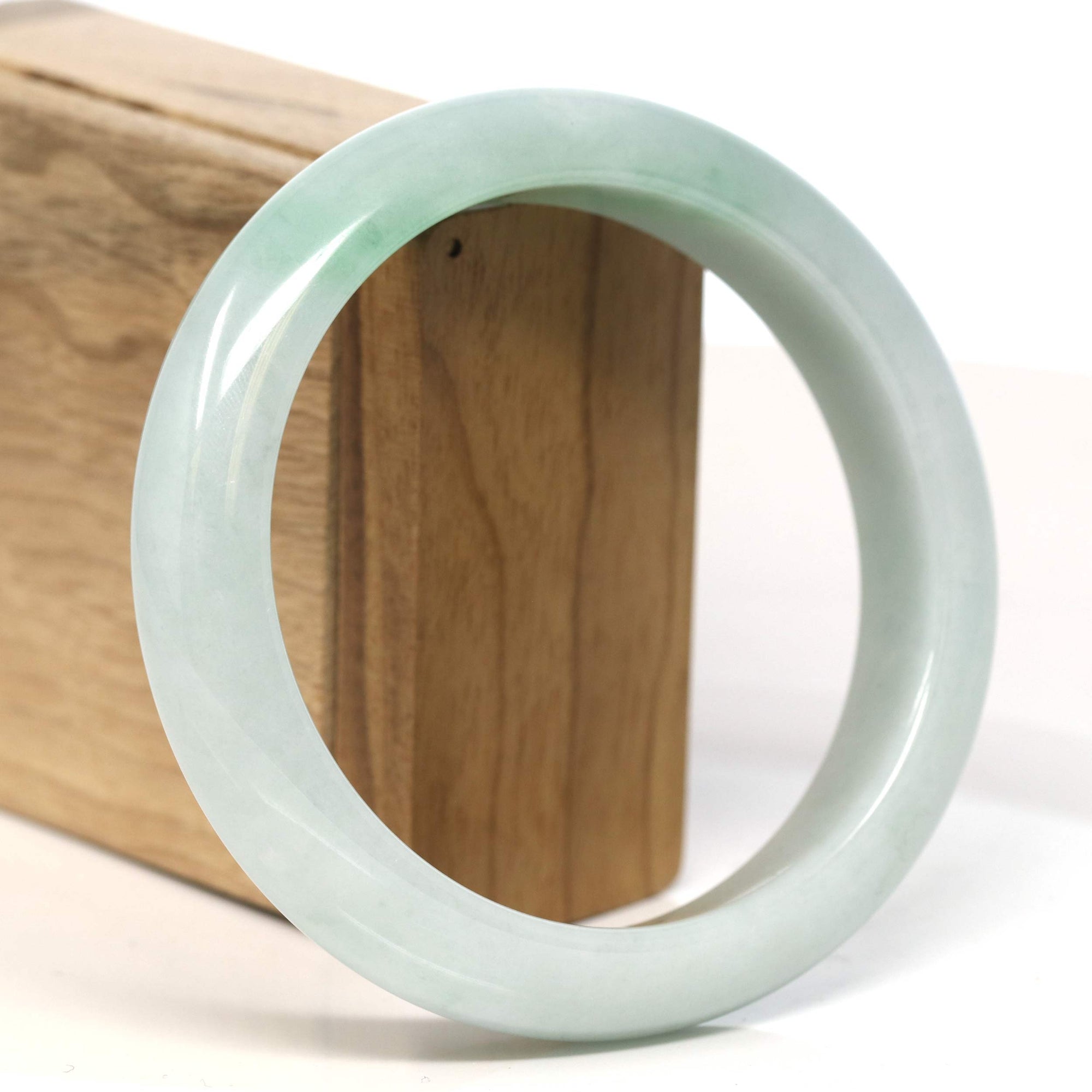 Baikalla Jewelry Jadeite Jade Bangle Bracelet Baikalla "Half Round" Light Green Lavender Jadeite Jade Bangle Bracelet (57.17 mm) #T416