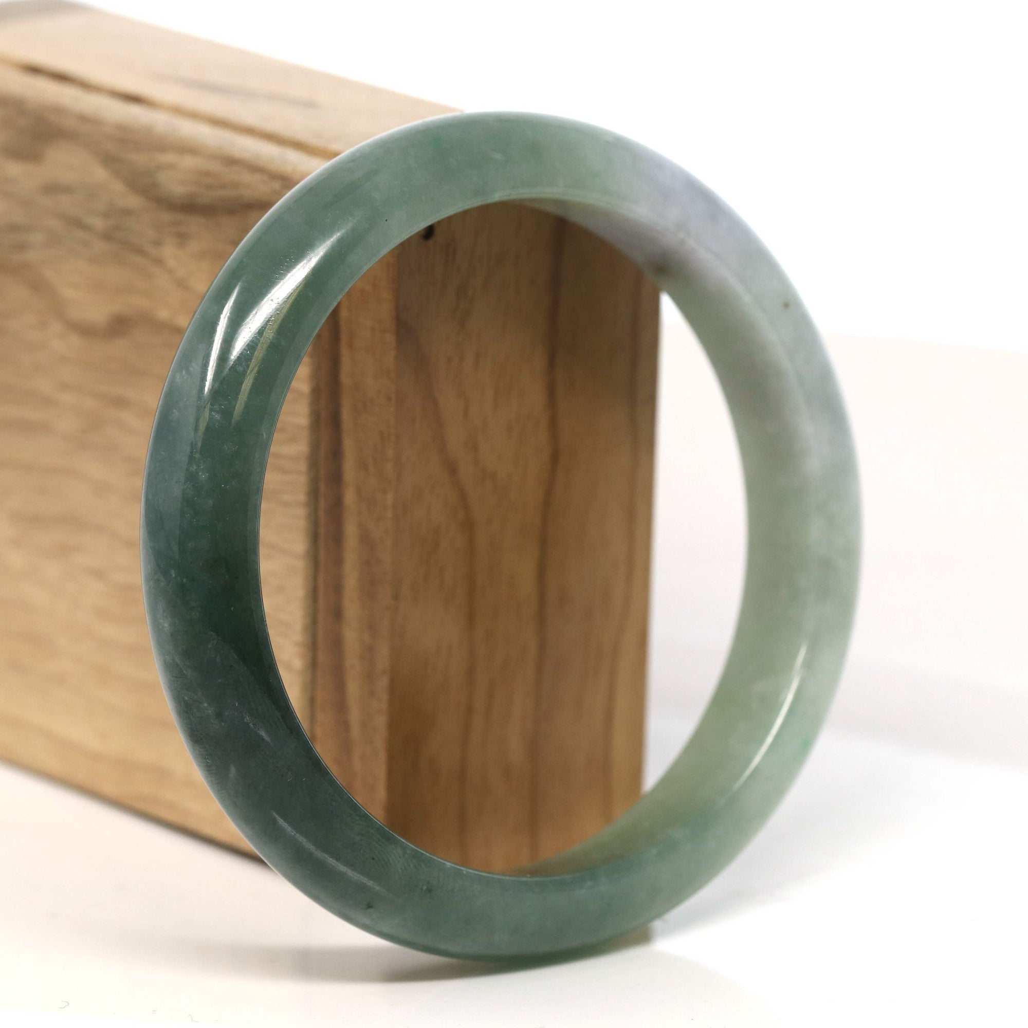 Baikalla Jewelry Jadeite Jade Bangle Bracelet Baikalla "Half Round"  Light Green Jadeite Jade Bangle Bracelet (64.47 mm) #T418