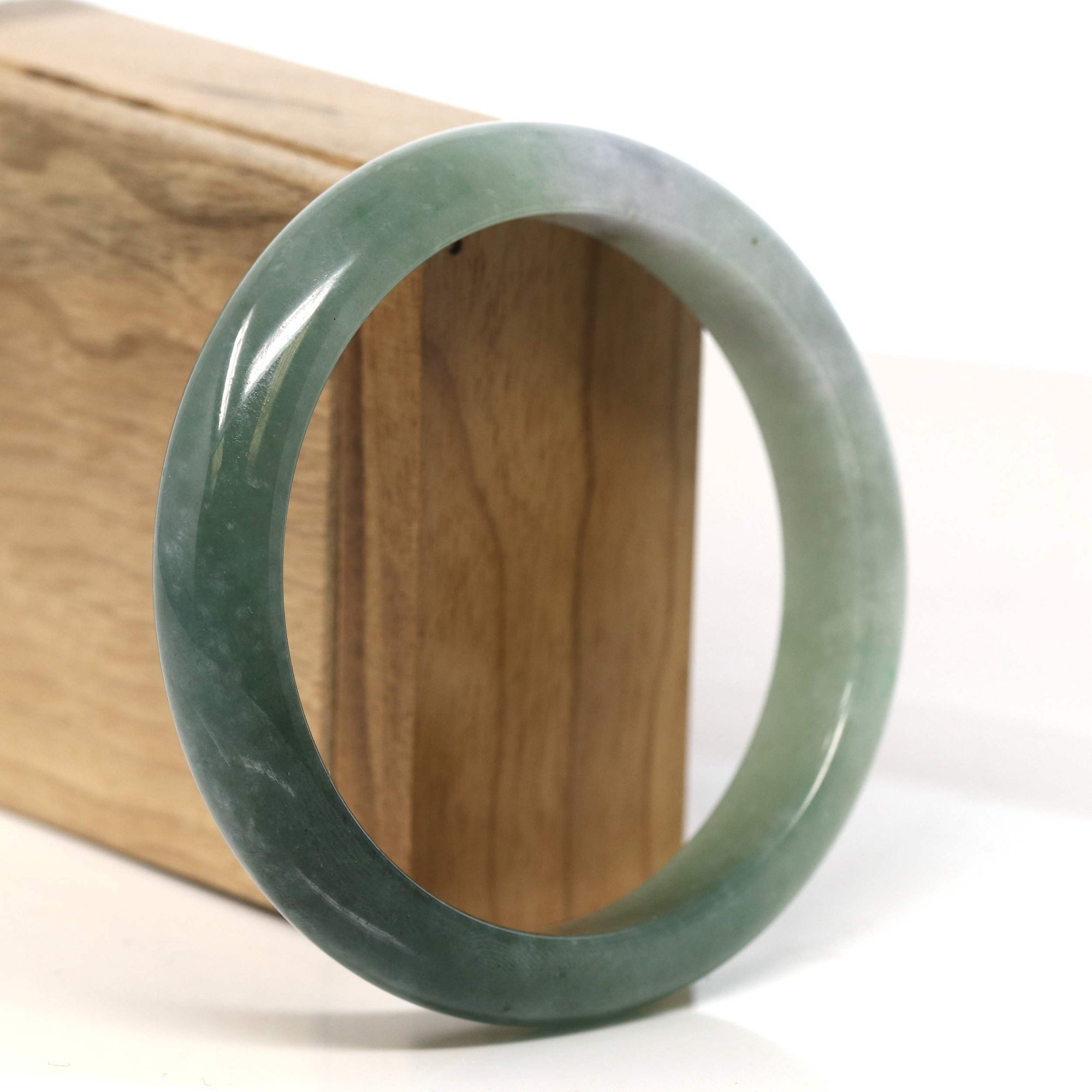 Baikalla Jewelry Jadeite Jade Bangle Bracelet Baikalla "Half Round"  Light Green Jadeite Jade Bangle Bracelet (60.9 mm) #T418