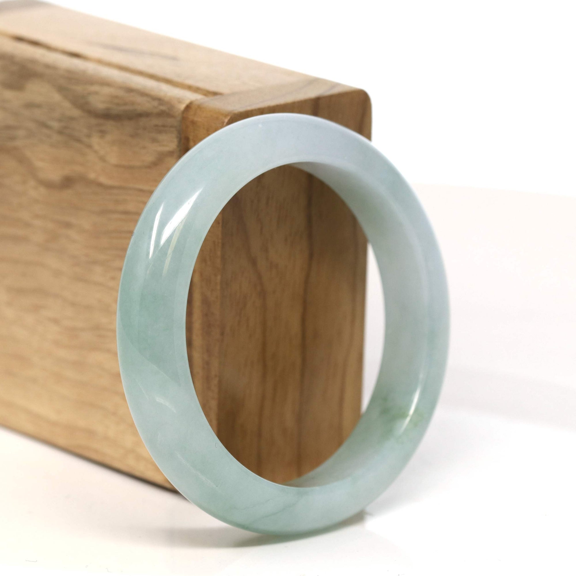 Baikalla Jewelry Jadeite Jade Bangle Bracelet "Classic Princess Half Round" Blue- Green Jadeite Jade Bangle (52.3 mm) #T432