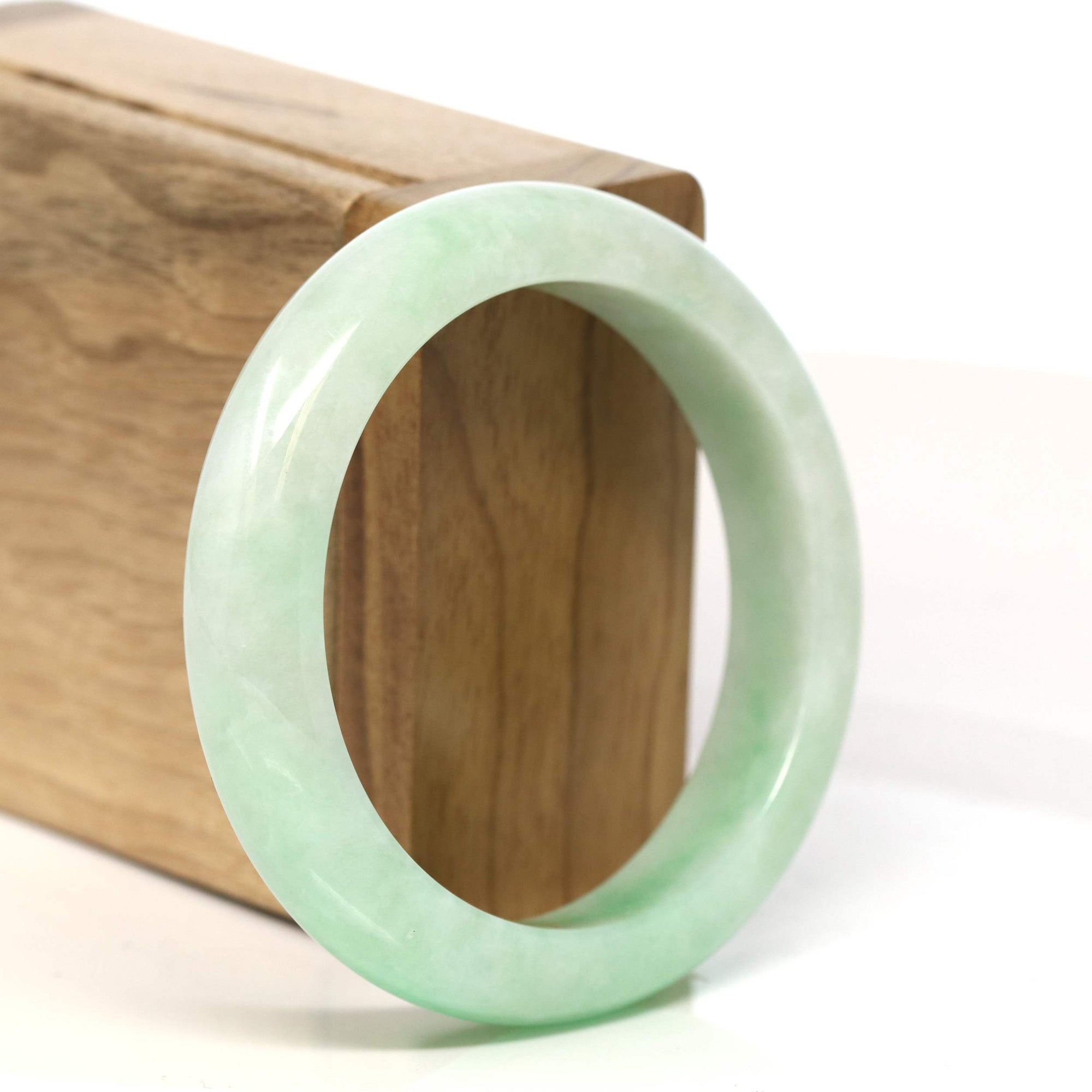 Baikalla Jewelry Jadeite Jade Bangle Bracelet "Classic Princess Half Round" Apple Green Jadeite Jade Bangle (56.94 mm) #T423