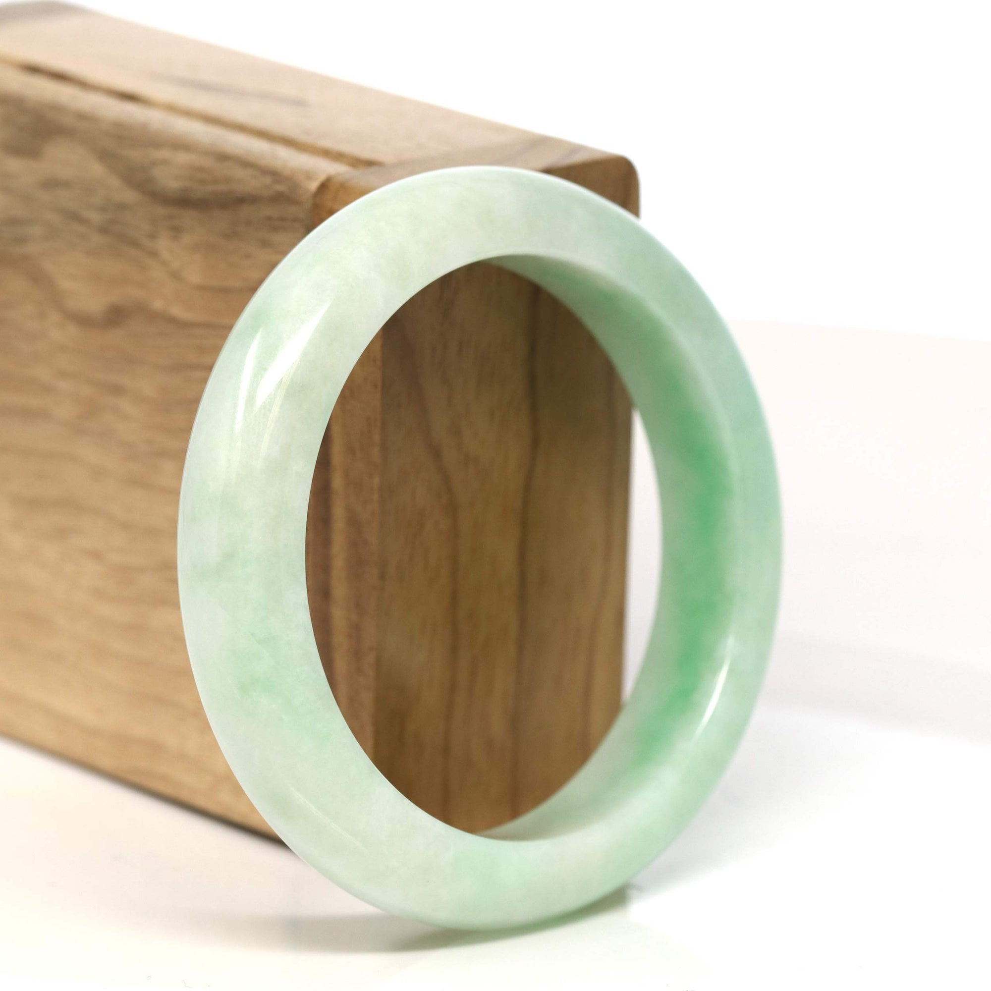 Baikalla Jewelry Jadeite Jade Bangle Bracelet "Classic Princess Half Round" Apple Green Jadeite Jade Bangle (56.94 mm) #T423