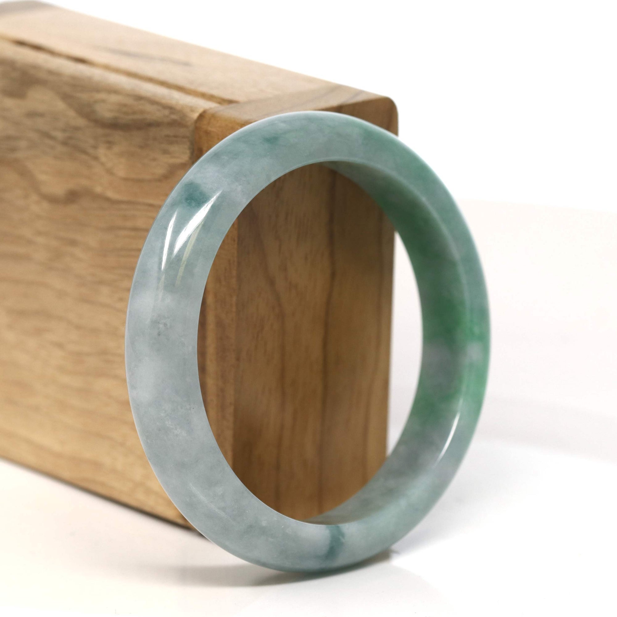 Baikalla Jewelry Jadeite Jade Bangle Bracelet Baikalla "Half Round" Green Jadeite Jade Bangle Bracelet (54.8 mm) #T435