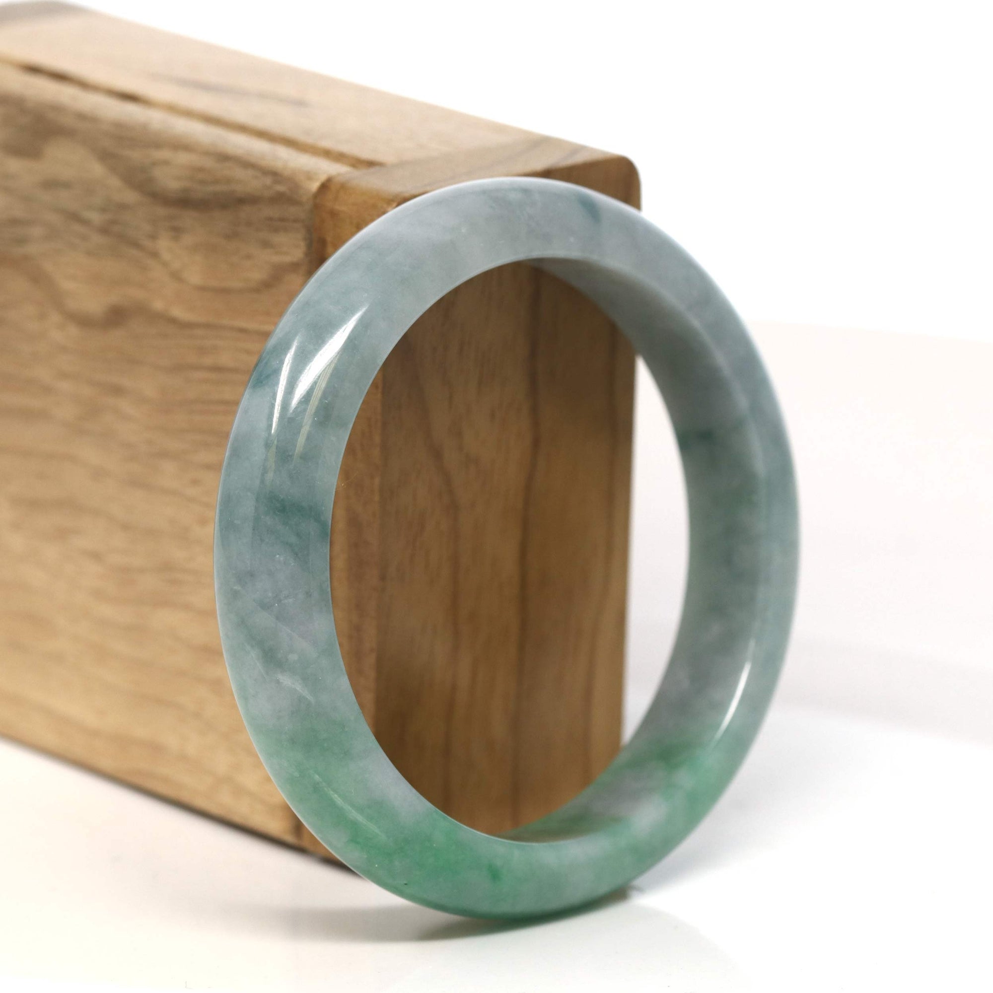 Baikalla Jewelry Jadeite Jade Bangle Bracelet Baikalla "Half Round" Green Jadeite Jade Bangle Bracelet (54.8 mm) #T435