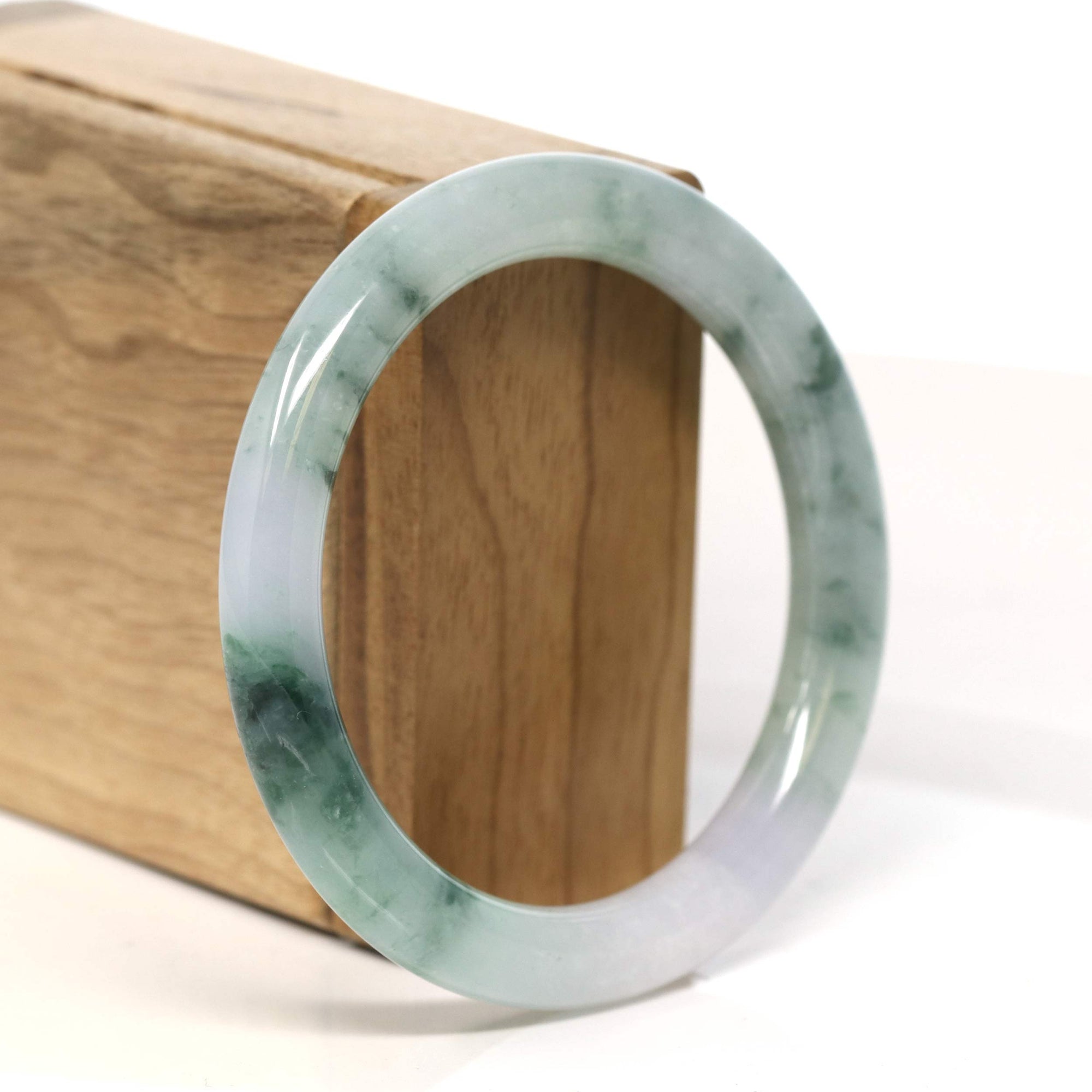 Baikalla Jewelry Jadeite Jade Bangle Bracelet "Classic Round" Blue- Green Jadeite Jade Bangle (55.8 mm) #T438