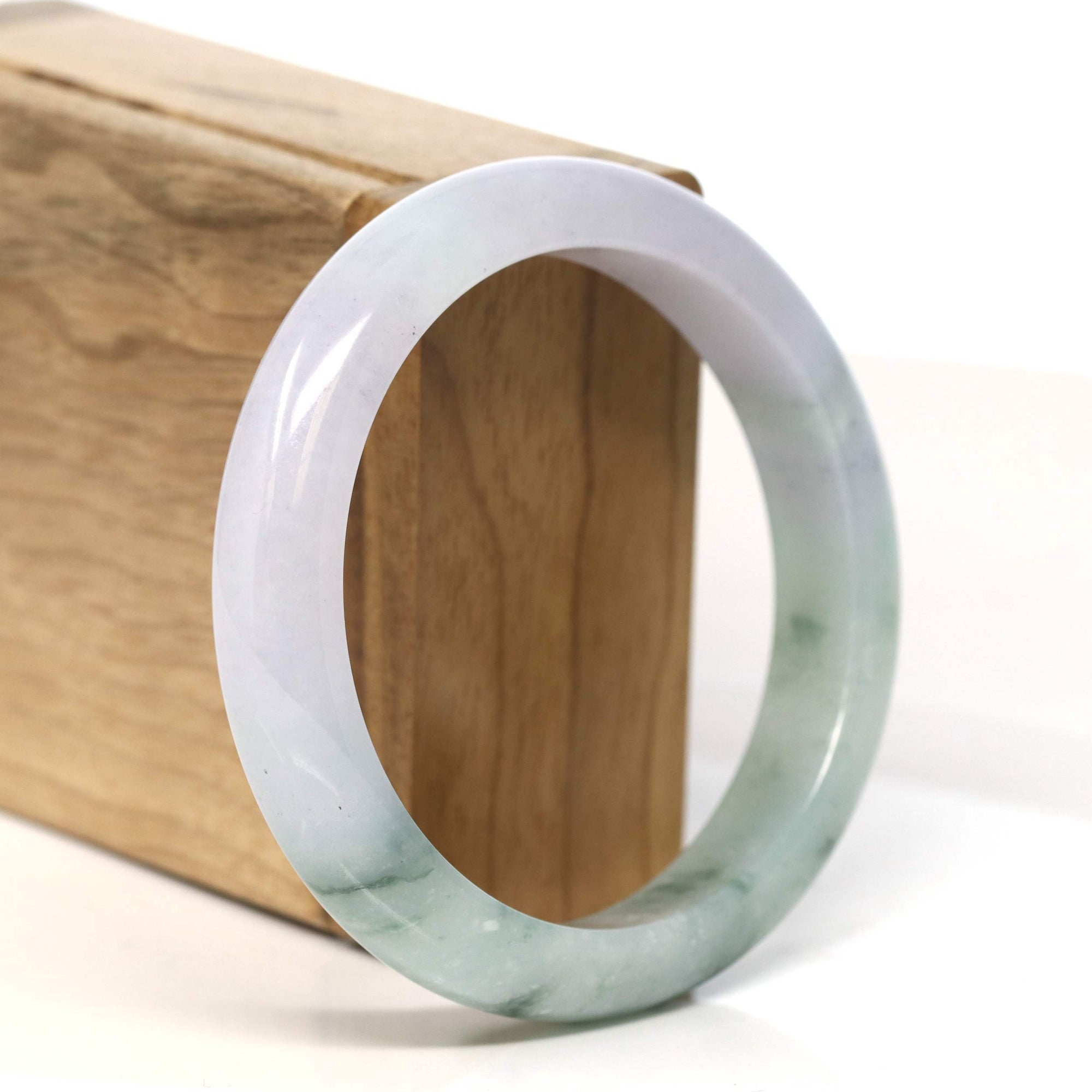 Baikalla Jewelry Jadeite Jade Bangle Bracelet Baikalla "Half Round" Lavender Green Jadeite Jade Bangle Bracelet (58.75 mm) #T414