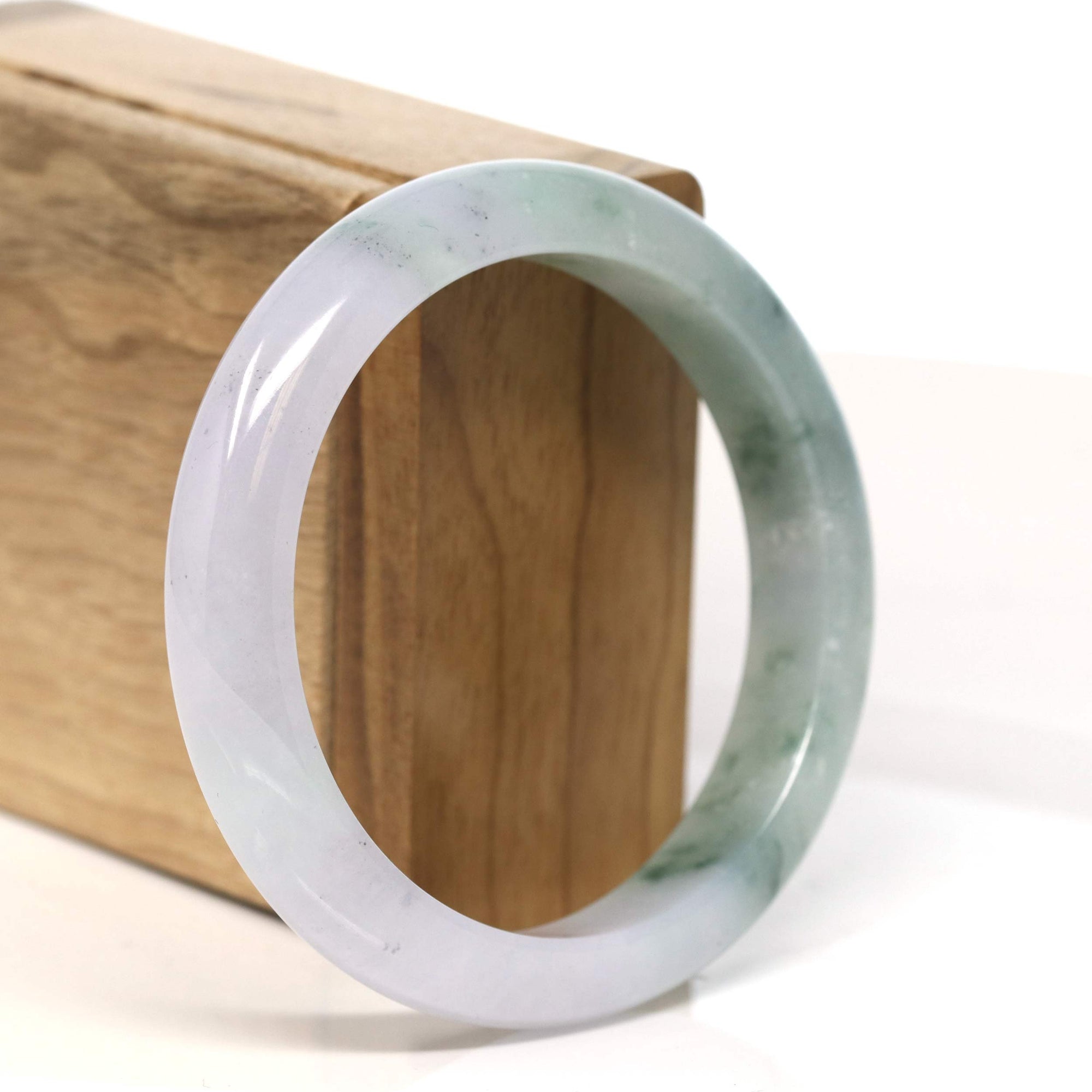 Baikalla Jewelry Jadeite Jade Bangle Bracelet Baikalla "Half Round" Lavender Green Jadeite Jade Bangle Bracelet (58.75 mm) #T414