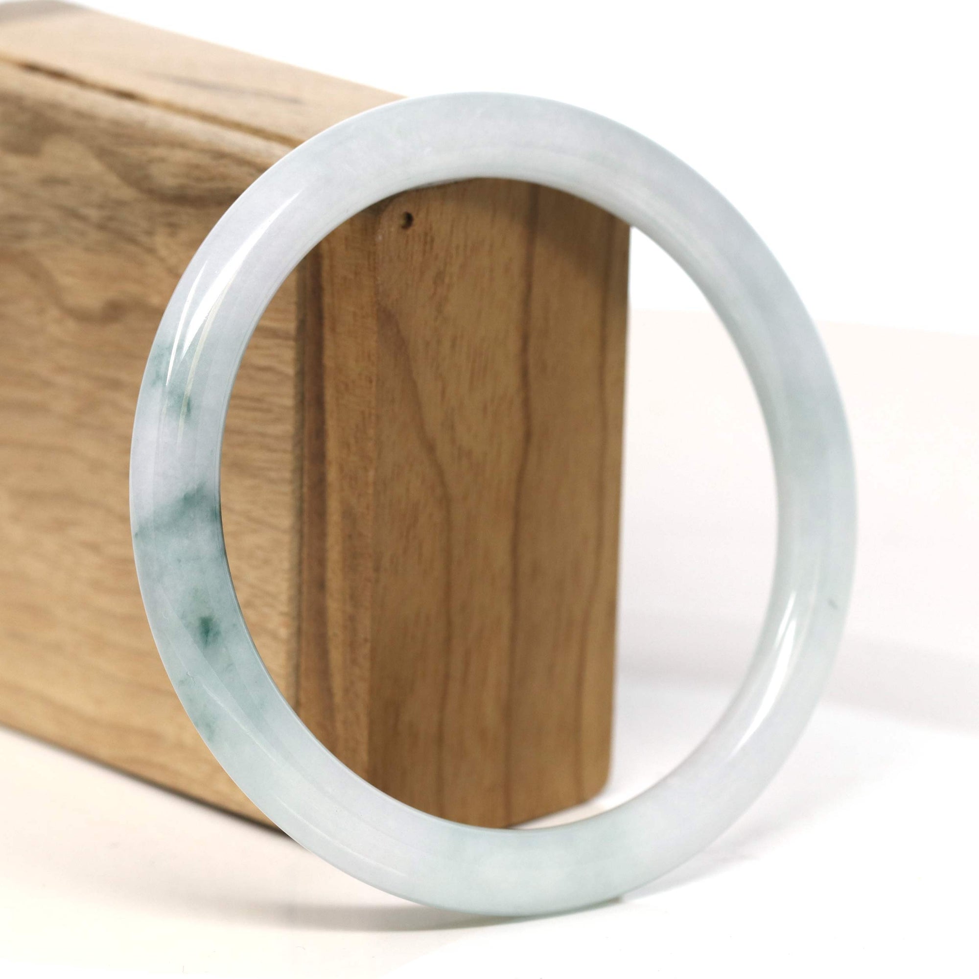 Baikalla Jewelry Jadeite Jade Bangle Bracelet "Classic Round" Blue- Green Jadeite Jade Bangle (62.3 mm) #T431