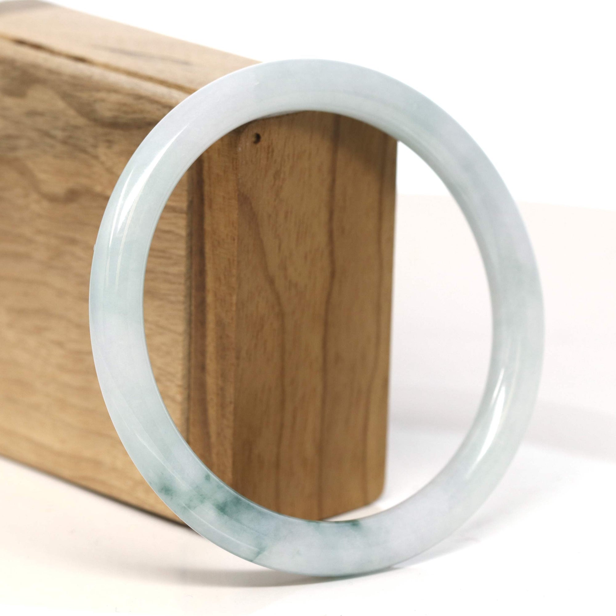 Baikalla Jewelry Jadeite Jade Bangle Bracelet "Classic Round" Blue- Green Jadeite Jade Bangle (62.3 mm) #T431