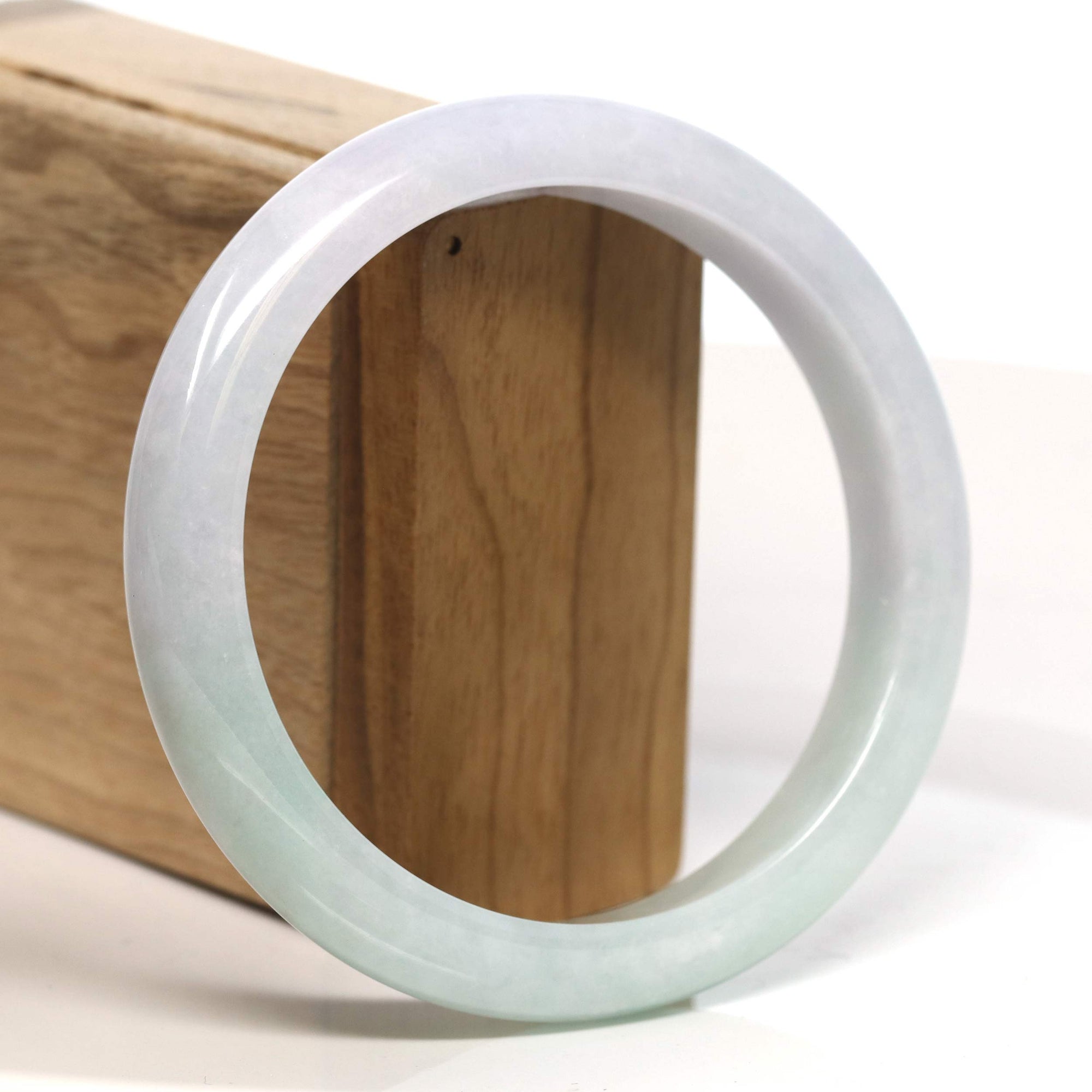 Baikalla Jewelry Jadeite Jade Bangle Bracelet Baikalla "Half Round" Lavender and Green Jadeite Jade Bangle Bracelet (62.85 mm) #T385