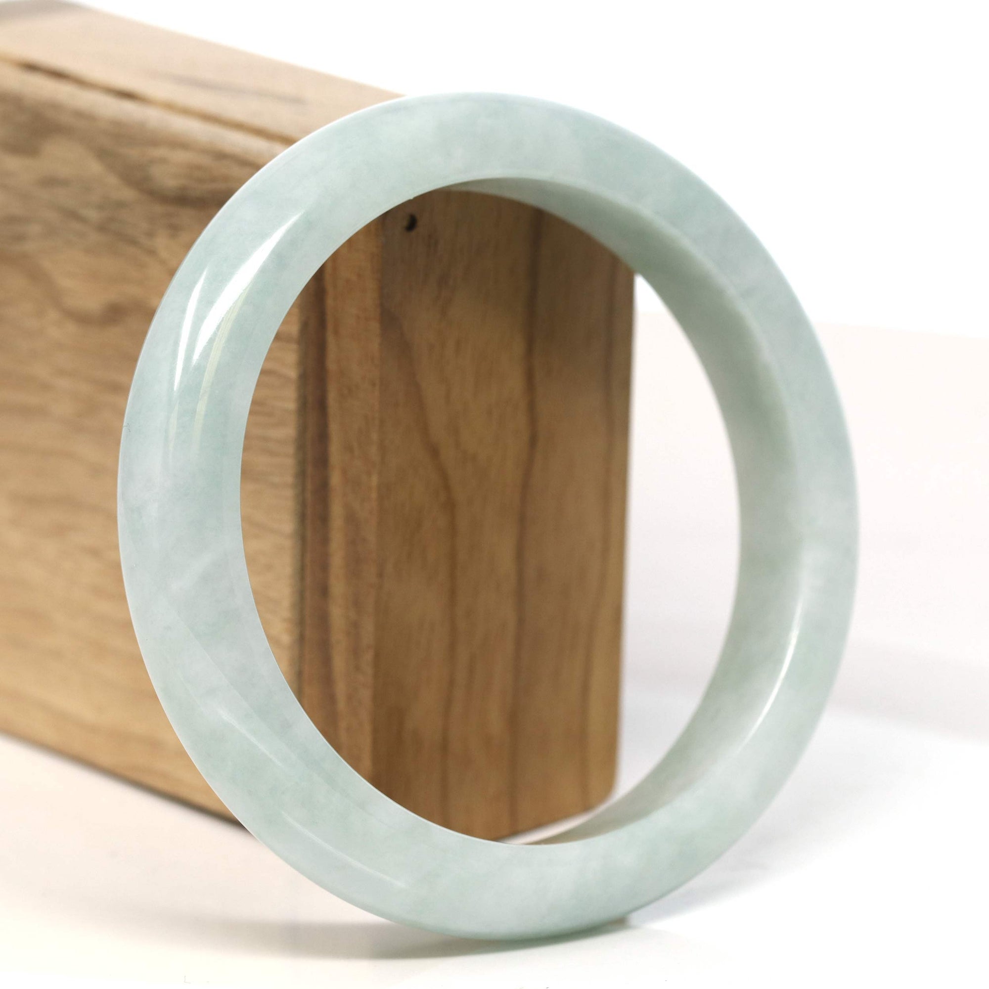 Baikalla Jewelry Jadeite Jade Bangle Bracelet Baikalla "Half Round" Light Green Jadeite Jade Bangle Bracelet (62.23 mm) #T380