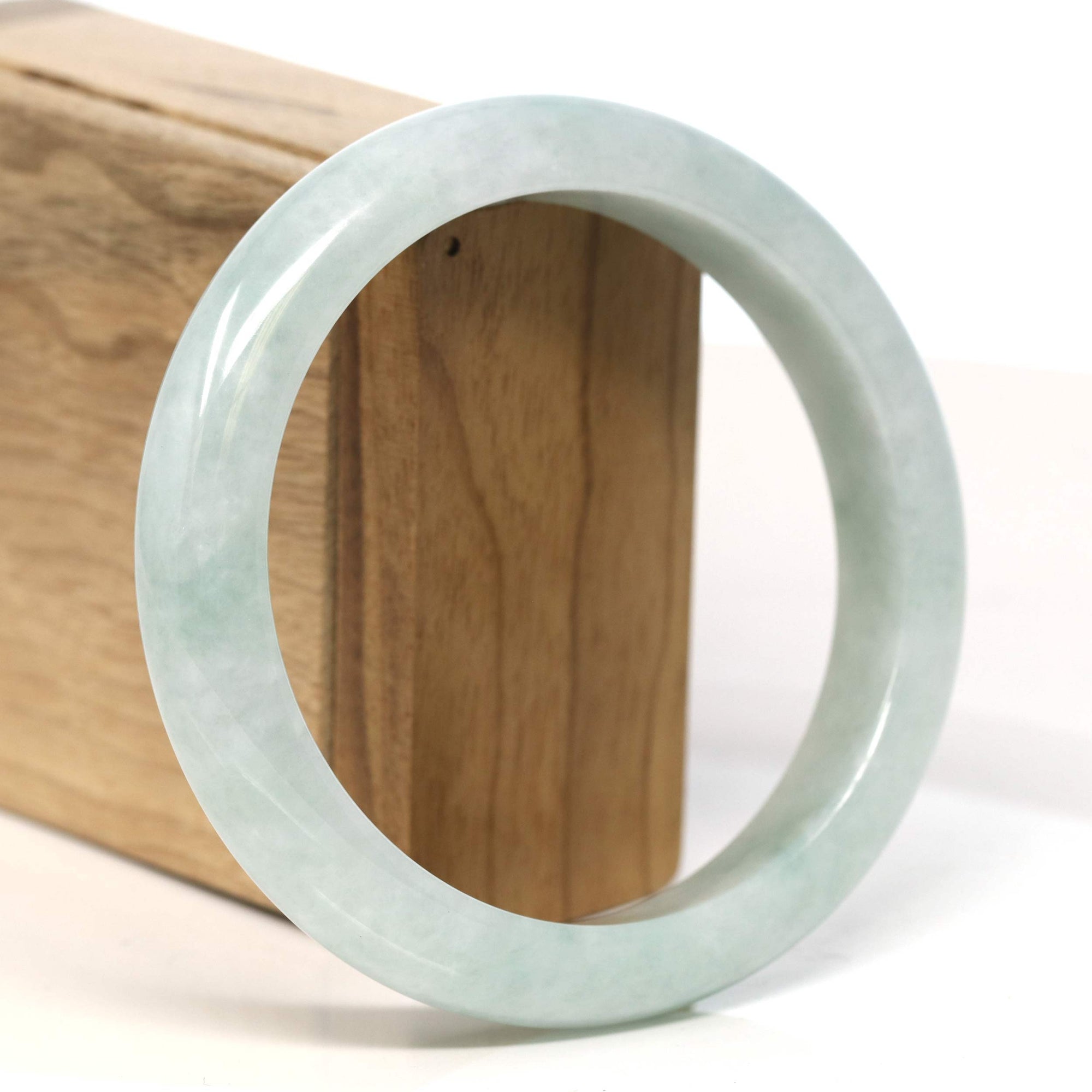 Baikalla Jewelry Jadeite Jade Bangle Bracelet Baikalla "Half Round" Light Green Jadeite Jade Bangle Bracelet (62.23 mm) #T380