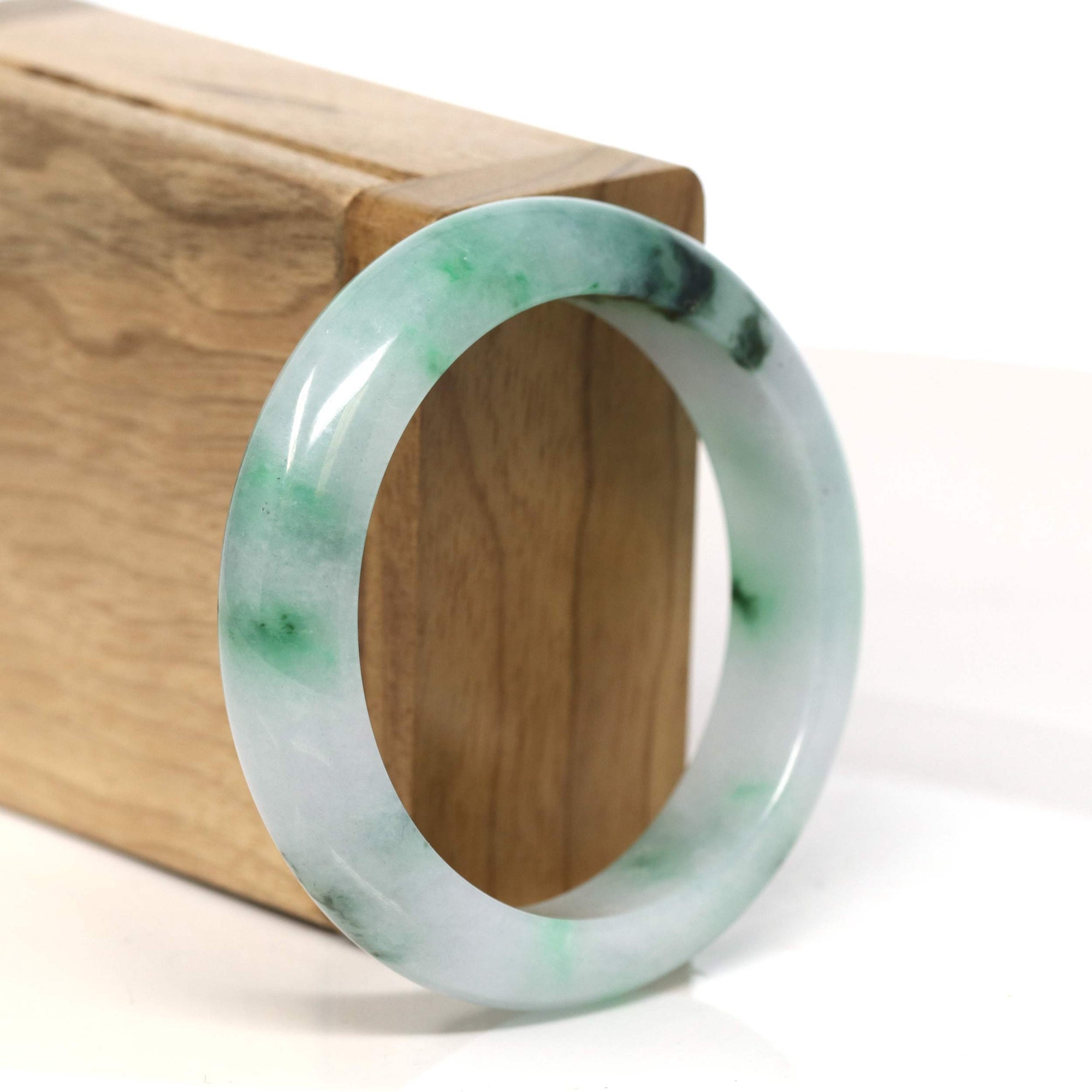 Baikalla Jewelry Jadeite Jade Bangle Bracelet "Classic Princess Half Round" Green Jadeite Jade Bangle (53 mm) #T434