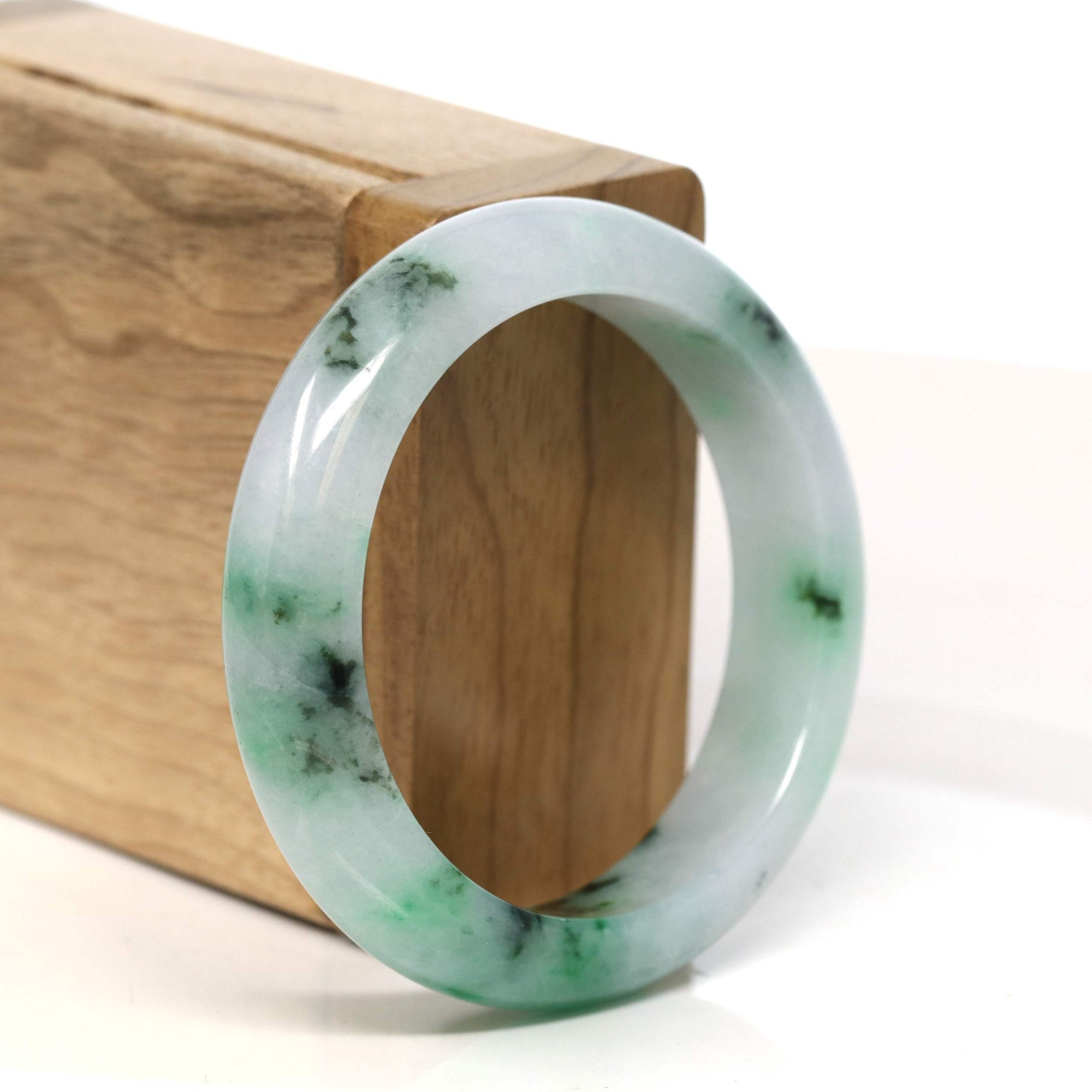 Baikalla Jewelry Jadeite Jade Bangle Bracelet "Classic Princess Half Round" Green Jadeite Jade Bangle (53 mm) #T434