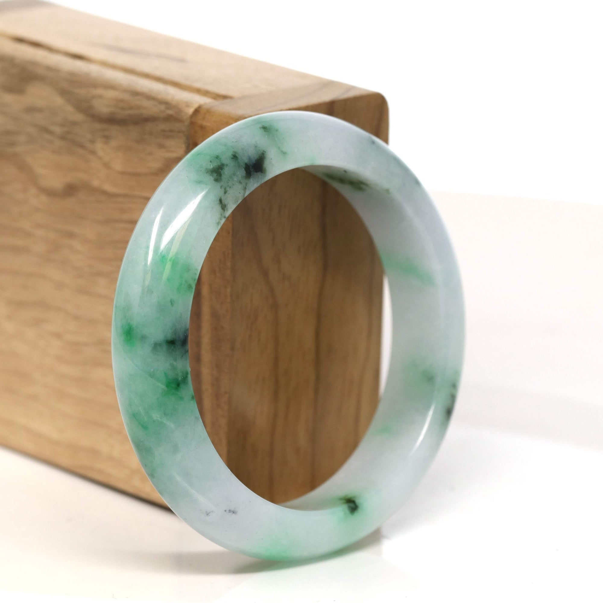 Baikalla Jewelry Jadeite Jade Bangle Bracelet "Classic Princess Half Round" Green Jadeite Jade Bangle (53 mm) #T434