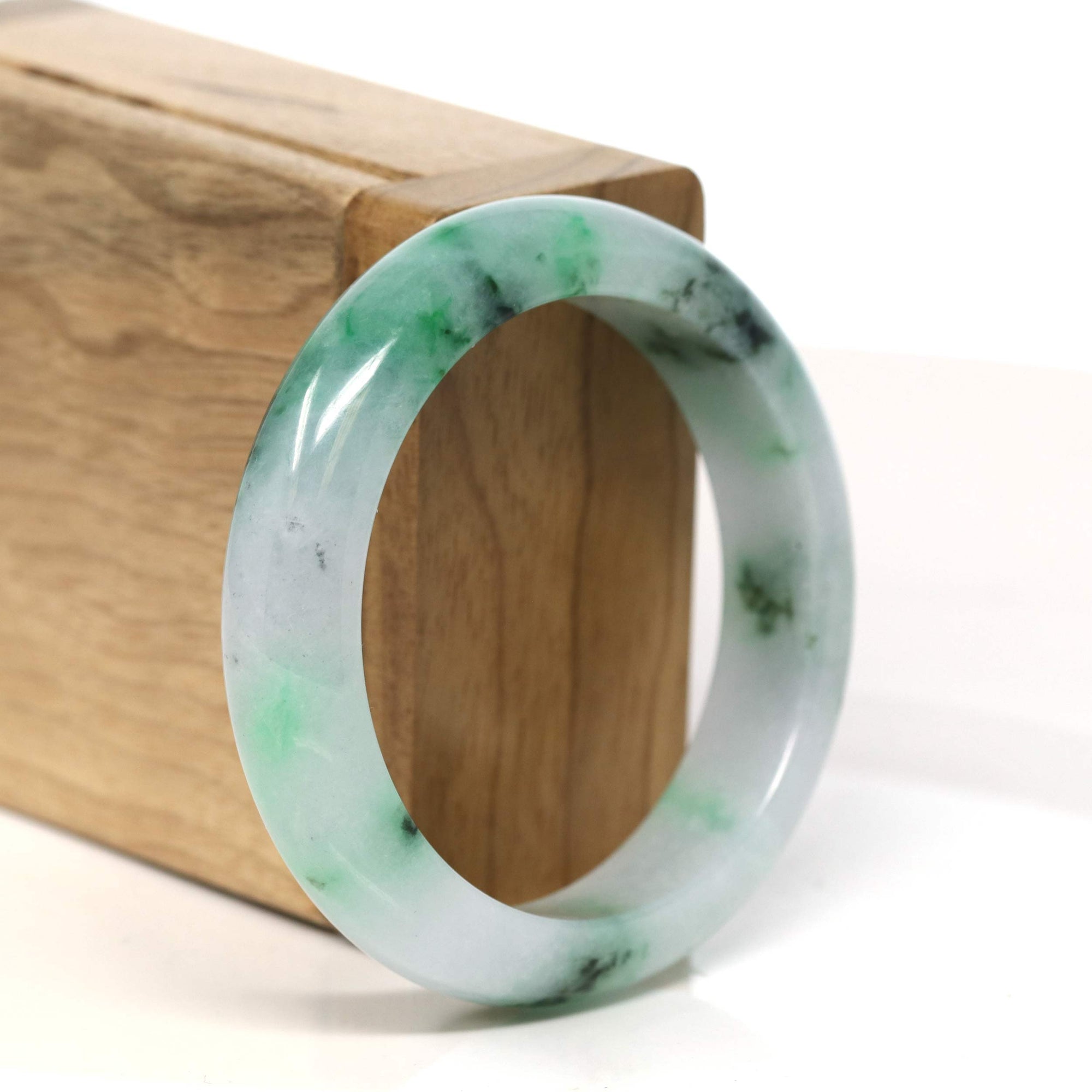 Baikalla Jewelry Jadeite Jade Bangle Bracelet "Classic Princess Half Round" Green Jadeite Jade Bangle (53 mm) #T434