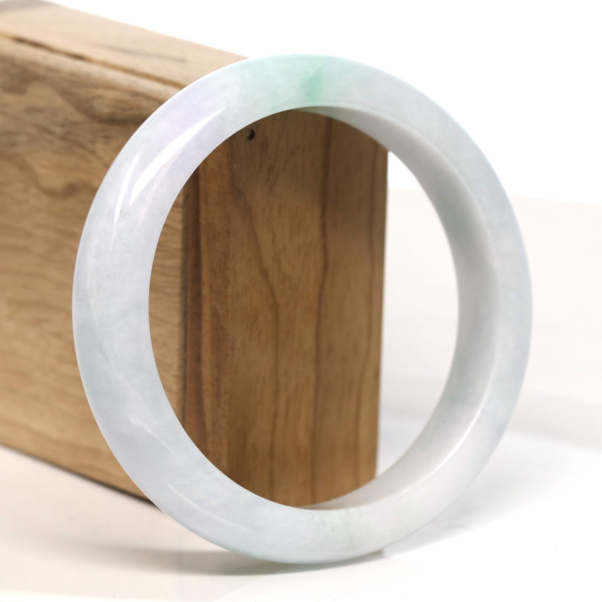 Baikalla Jewelry Jadeite Jade Bangle Bracelet Baikalla "Half Round" Lavender Green Jadeite Jade Bangle Bracelet (58.75 mm) #T442