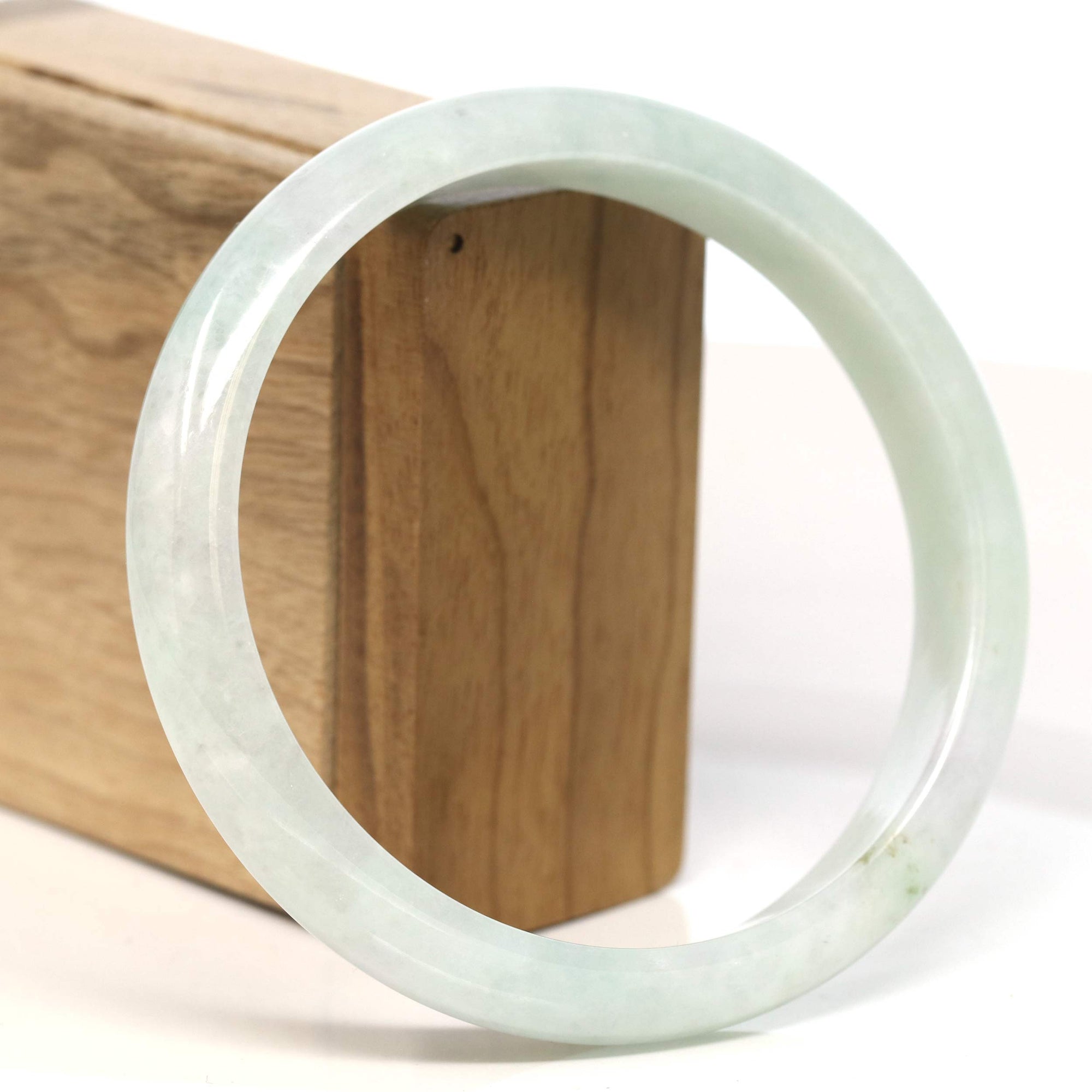 Baikalla Jewelry Jadeite Jade Bangle Bracelet Baikalla "Half Round" Light Green Lavender Jadeite Jade Bangle Bracelet (57.17 mm) #T458