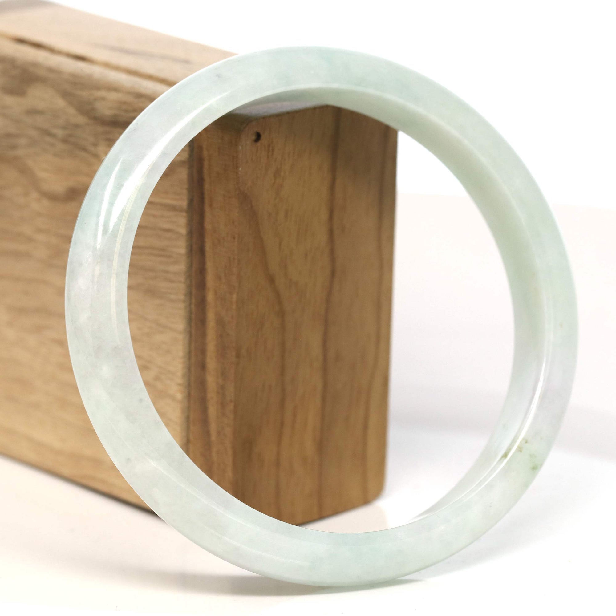 Baikalla Jewelry Jadeite Jade Bangle Bracelet Baikalla "Half Round" Light Green Lavender Jadeite Jade Bangle Bracelet (57.17 mm) #T458