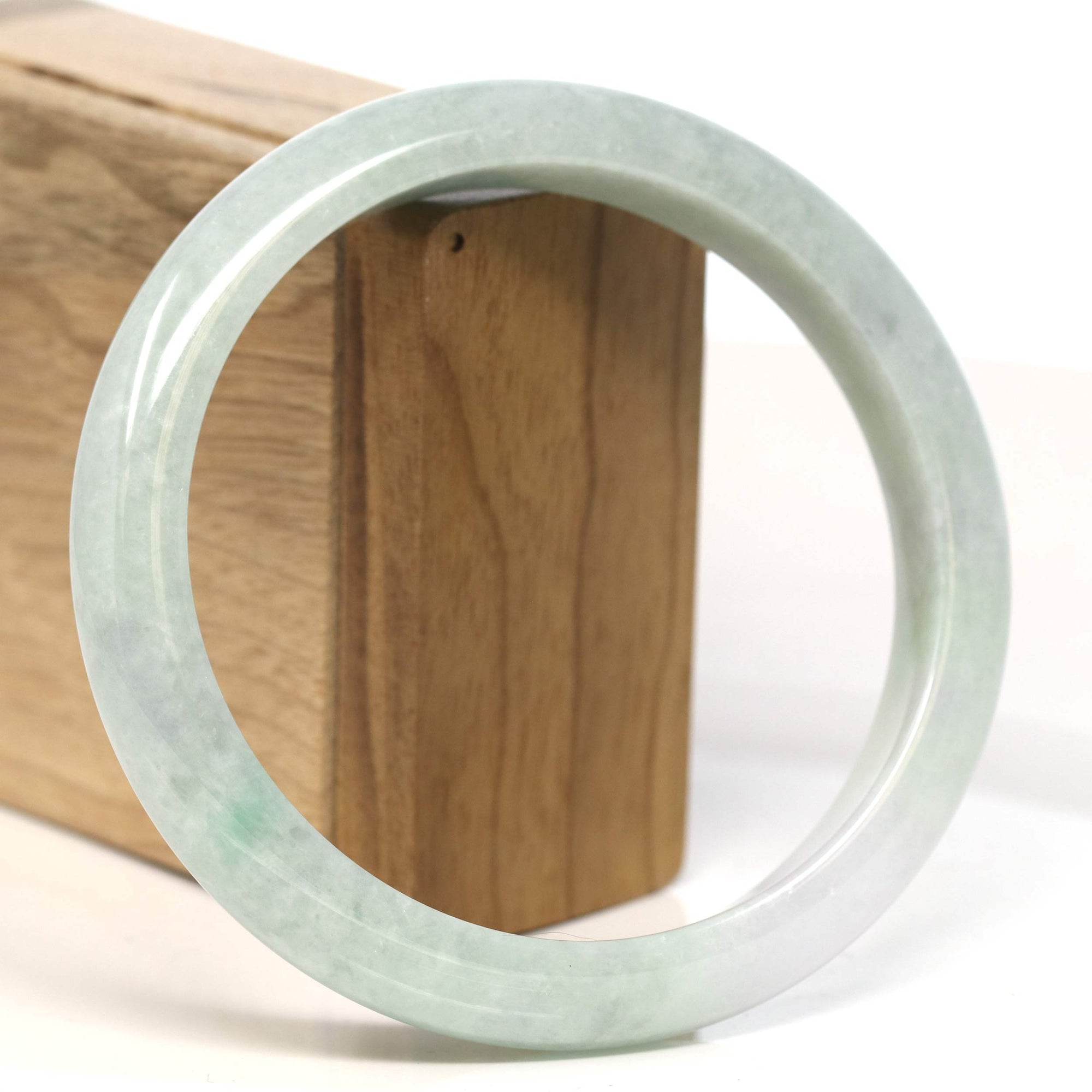 Baikalla Jewelry Jadeite Jade Bangle Bracelet Baikalla "Half Round" Light Lavender Jadeite Jade Bangle Bracelet (57.17 mm) #T443