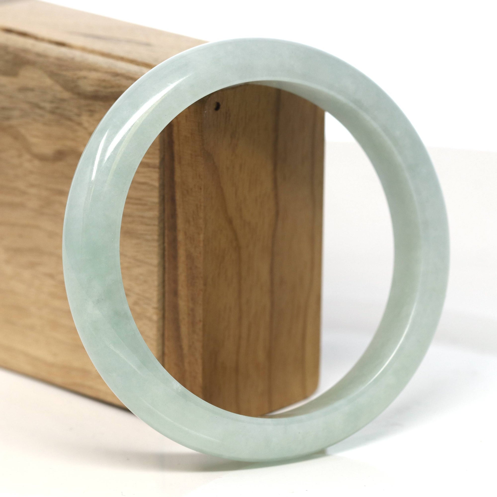 Baikalla Jewelry Jadeite Jade Bangle Bracelet Baikalla "Half Round" Light Green Jadeite Jade Bangle Bracelet (62.4 mm) #T491