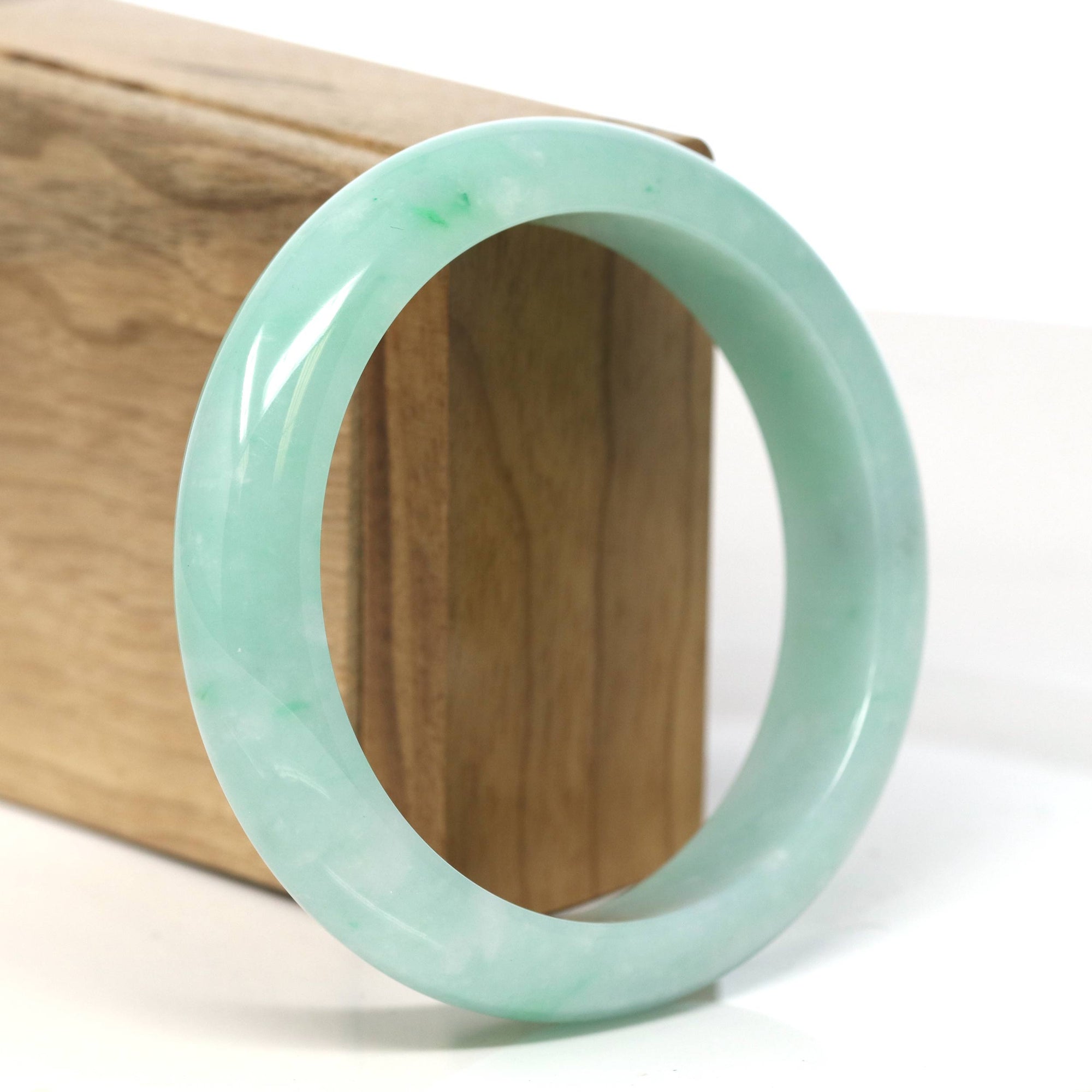 Baikalla Jewelry Jadeite Jade Bangle Bracelet "Classic Princess Half Round" Apple Green Jadeite Jade Bangle (54.6 mm) #T500