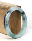 Baikalla Jewelry Jadeite Jade Bangle Bracelet "Classic Princess Half Round" Blue- Green Jadeite Jade Bangle (55 mm) 