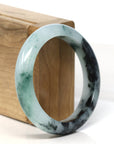 Baikalla Jewelry Jadeite Jade Bangle Bracelet "Classic Princess Half Round" Blue- Green Jadeite Jade Bangle (55 mm) 