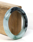 Baikalla Jewelry Jadeite Jade Bangle Bracelet "Classic Princess Half Round" Blue- Green Jadeite Jade Bangle (55 mm) 