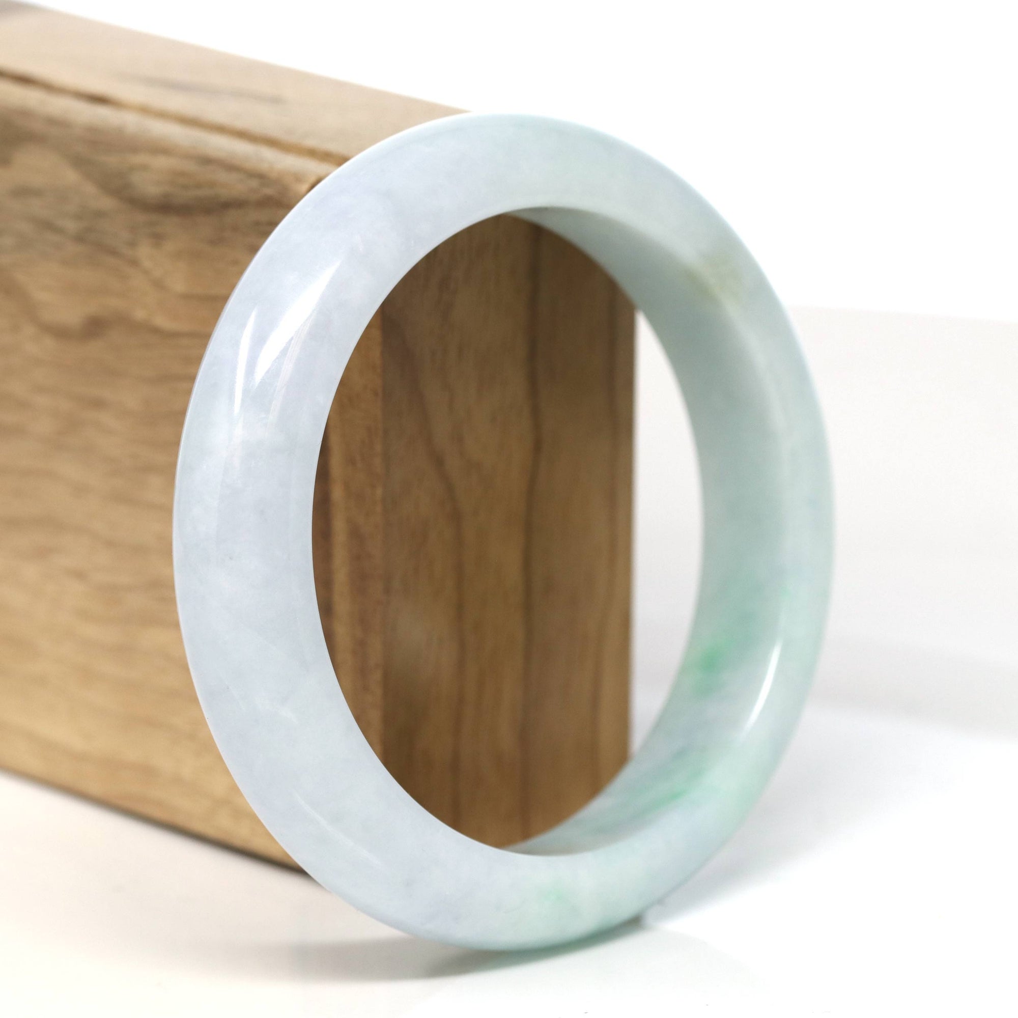 Baikalla Jewelry Jadeite Jade Bangle Bracelet Baikalla "Half Round" Light Green Jadeite Jade Bangle Bracelet (58.6 mm) #T481