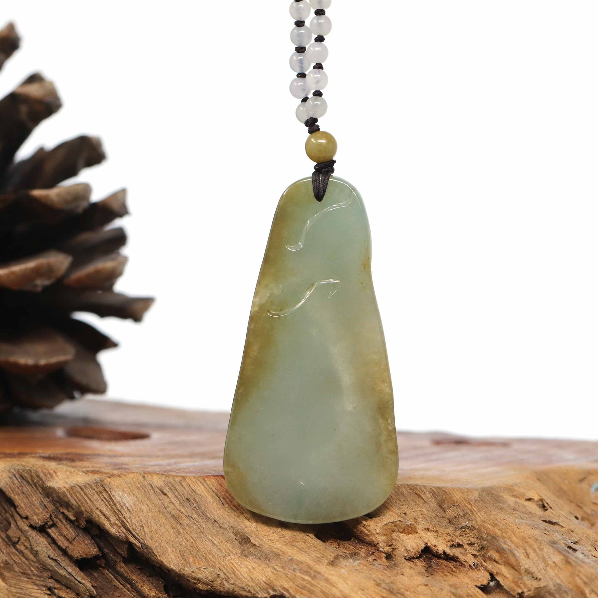 Baikalla Jewelry Gold Jadeite Jade Pendant Necklace Natural Burmese Jadeite Jade Happy Buddha