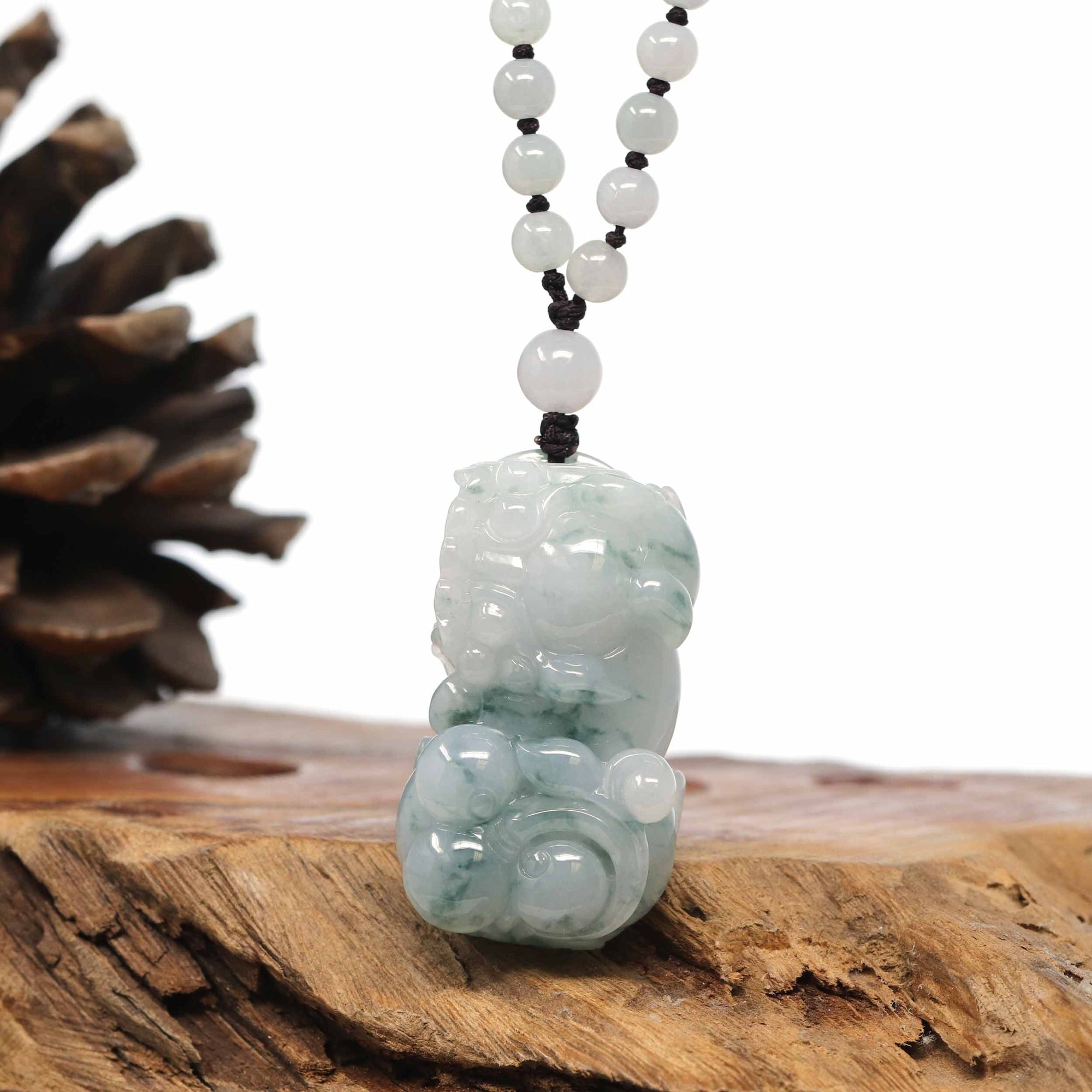 Baikalla Jewelry genuine jadeite carving Baikalla™ Pi Xiu Genuine Burmese Blue Green Jadeite Jade PiXiu Pendant Necklace (FengShui Lucky)