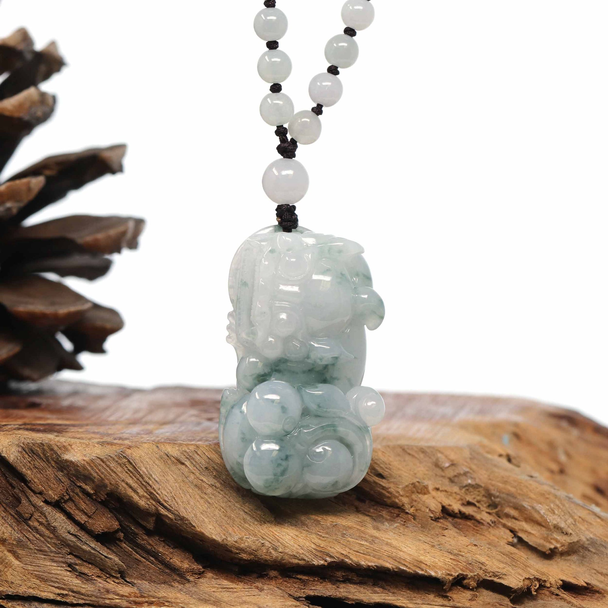 Baikalla Jewelry genuine jadeite carving Baikalla™ Pi Xiu Genuine Burmese Blue Green Jadeite Jade PiXiu Pendant Necklace (FengShui Lucky)