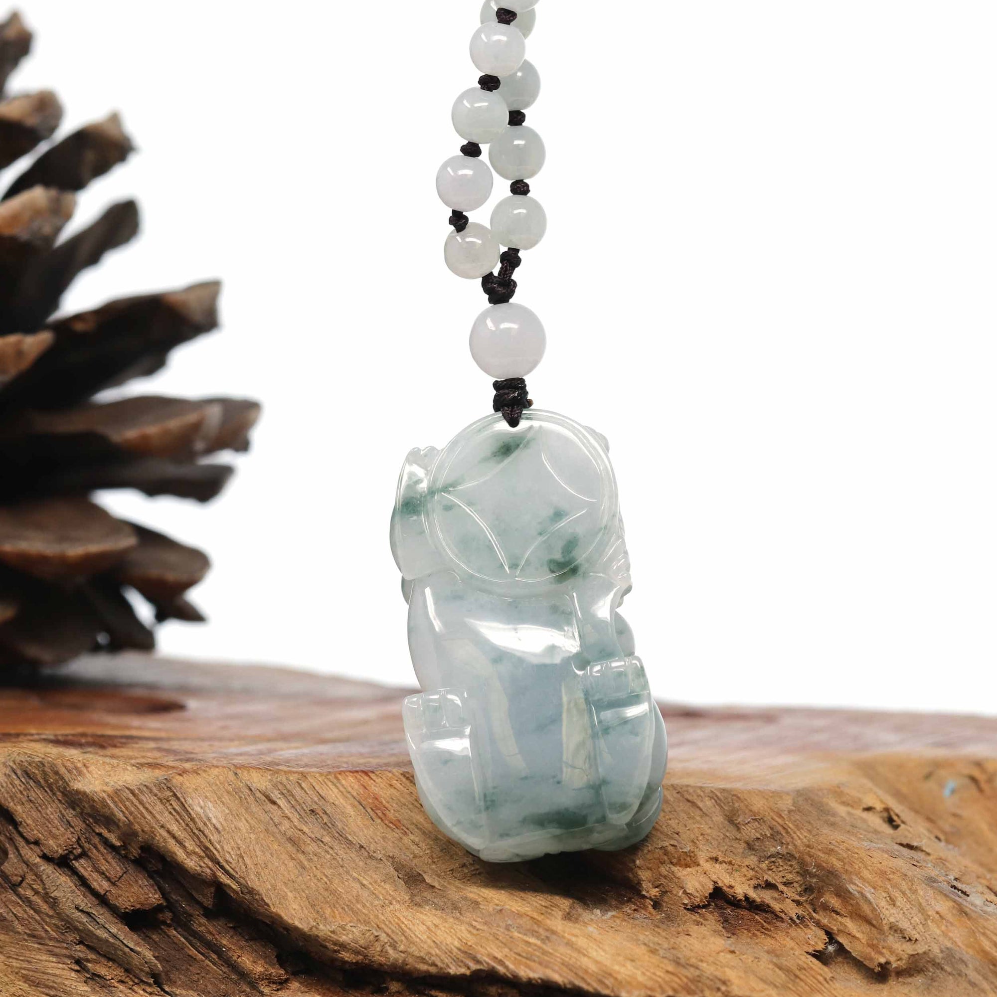 Baikalla Jewelry genuine jadeite carving Baikalla™ Pi Xiu Genuine Burmese Blue Green Jadeite Jade PiXiu Pendant Necklace (FengShui Lucky)