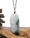 Baikalla Jewelry Jade Carving Necklace Baikalla "Roaring Dragon" Natural Jadeite Jade Blue Green Pendant Necklace For Men