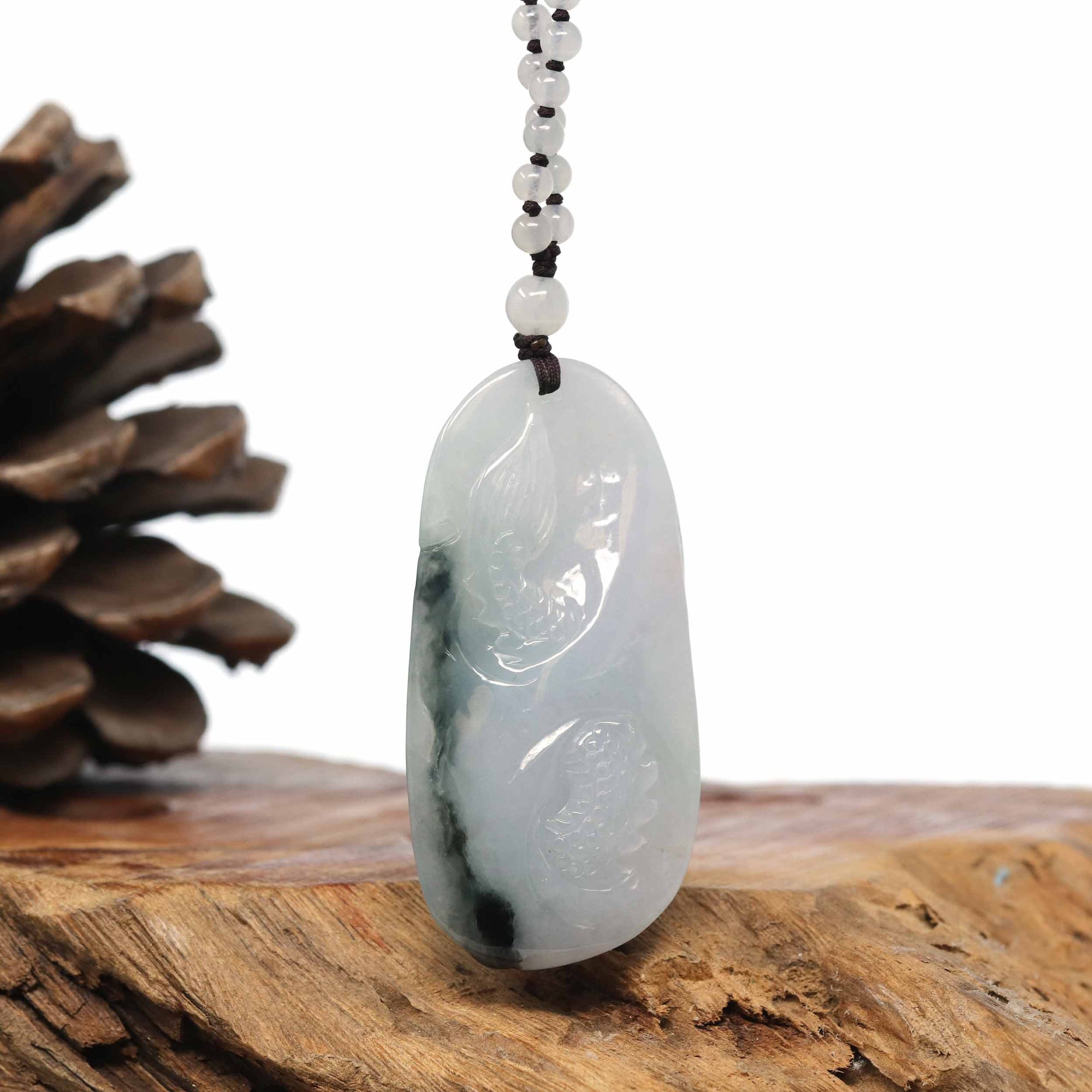 Baikalla Jewelry Jade Carving Necklace Baikalla "Roaring Dragon" Natural Jadeite Jade Blue Green Pendant Necklace For Men