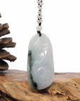 Baikalla Jewelry Jade Carving Necklace Baikalla "Roaring Dragon" Natural Jadeite Jade Blue Green Pendant Necklace For Men