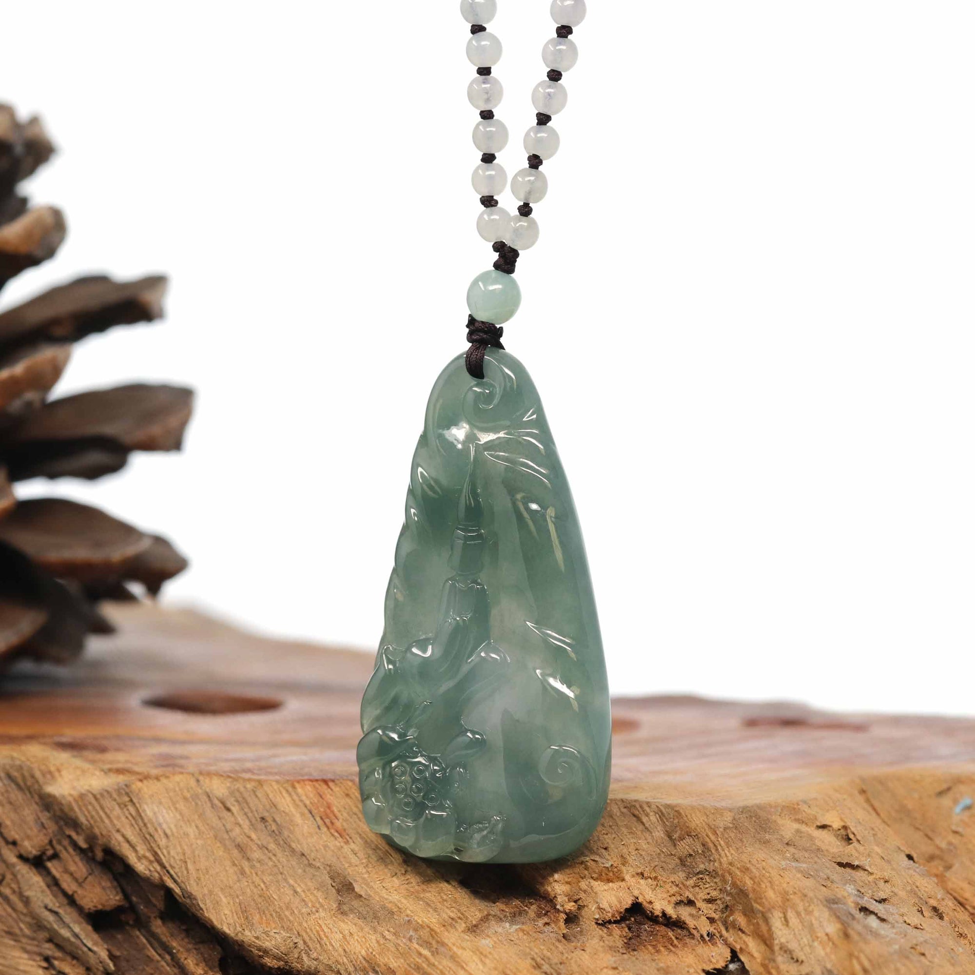 Baikalla Jewelry Jade Guanyin Pendant Necklace Baikalla "Goddess of Compassion" Genuine Burmese Jadeite Jade Guanyin Necklace