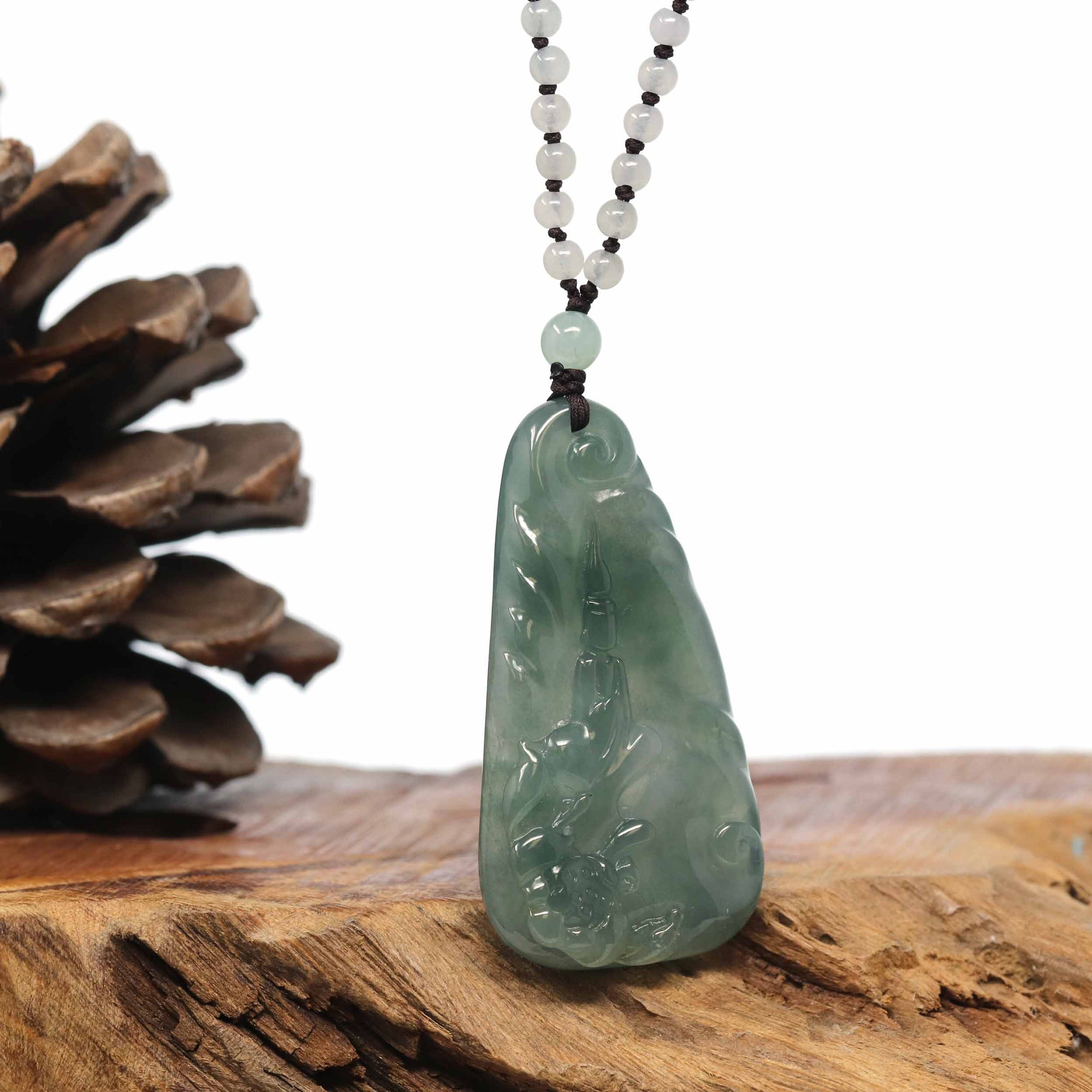 Baikalla Jewelry Jade Guanyin Pendant Necklace Baikalla "Goddess of Compassion" Genuine Burmese Jadeite Jade Guanyin Necklace